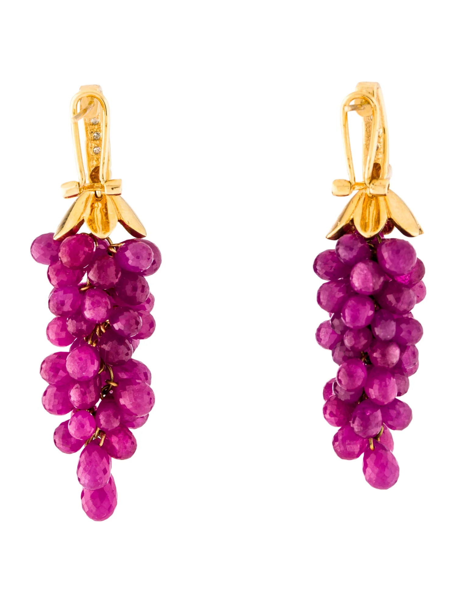 Ruby & Diamond Chandelier Earrings, 14K Yellow