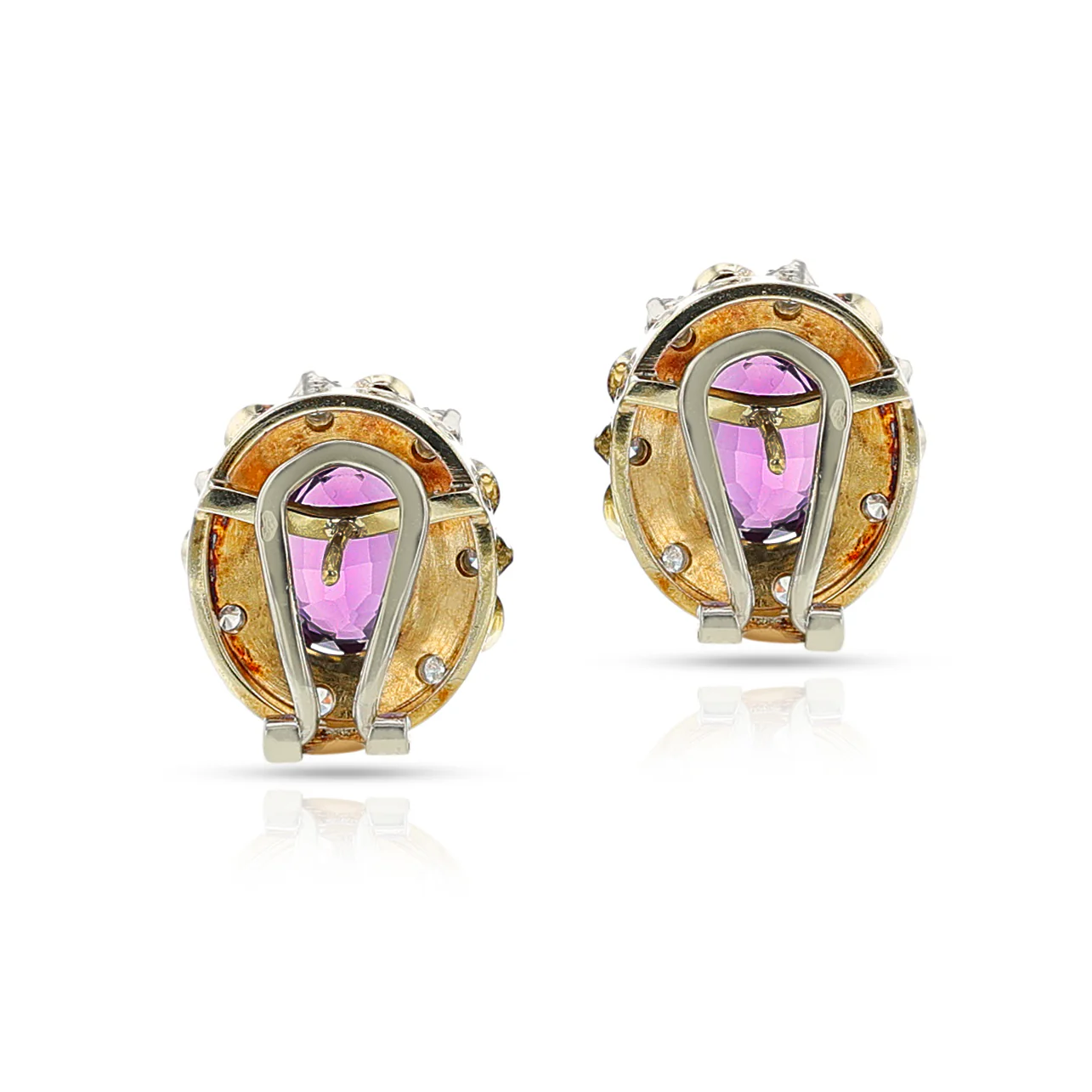 Amethyst, Turquoise and Diamond Ring and Earring Set, 14k Gold