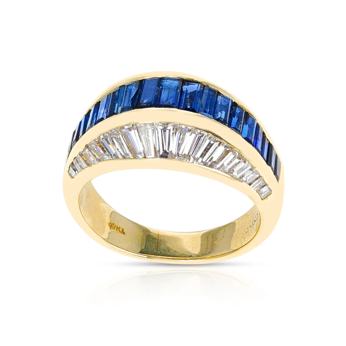 Cartier Sapphire and Diamond Baguette Ring, 18K