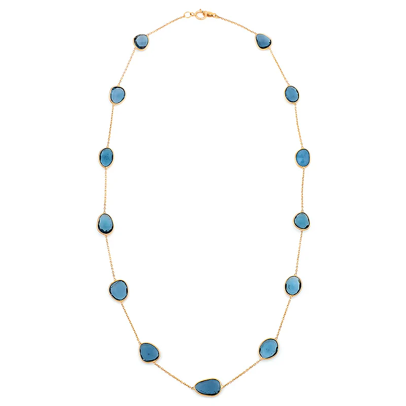 Mixed Cut Large Gemstone Necklace, 18k