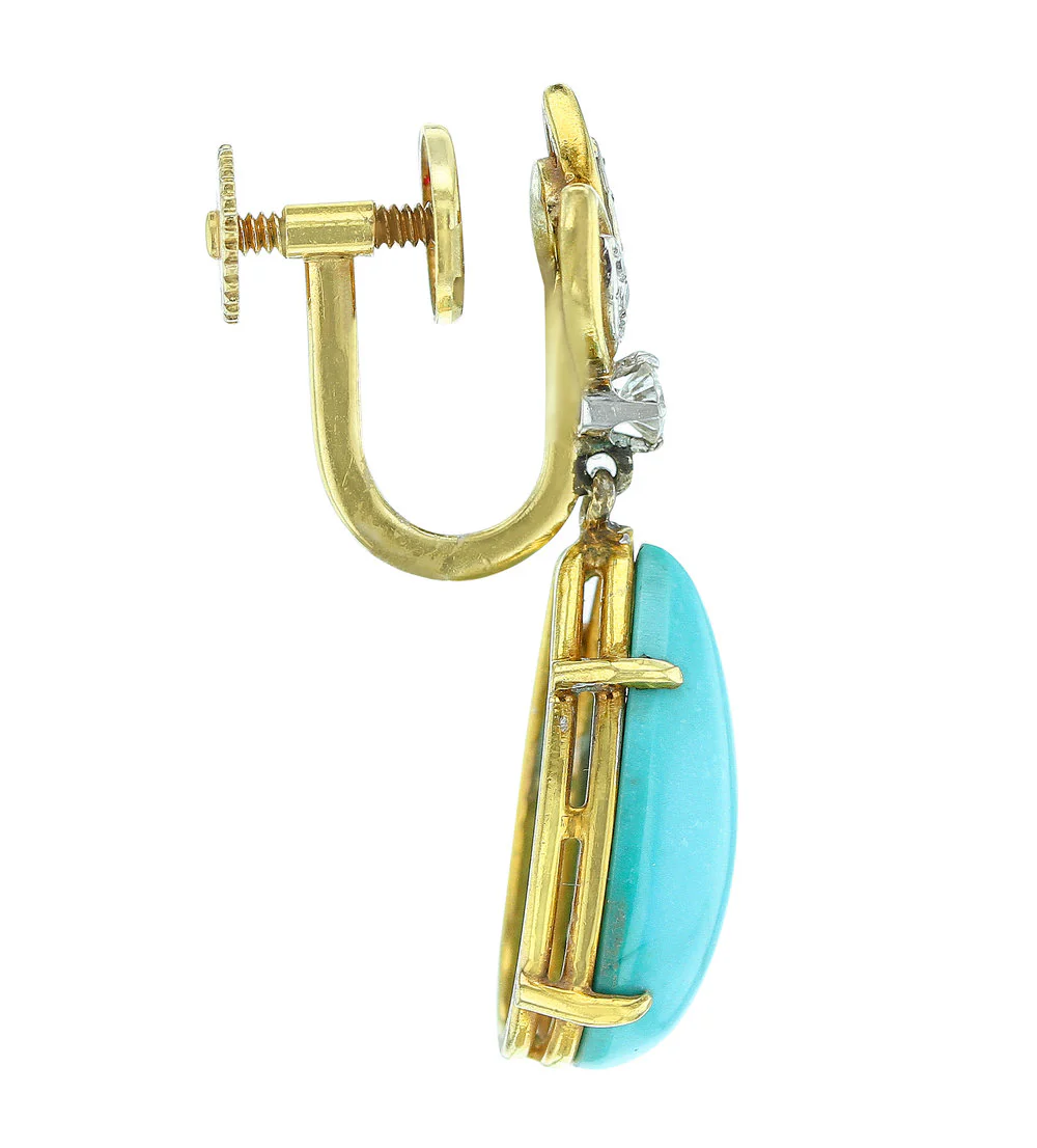 Tiffany & Co. Pear-Shape Turquoise and Diamond Earrings