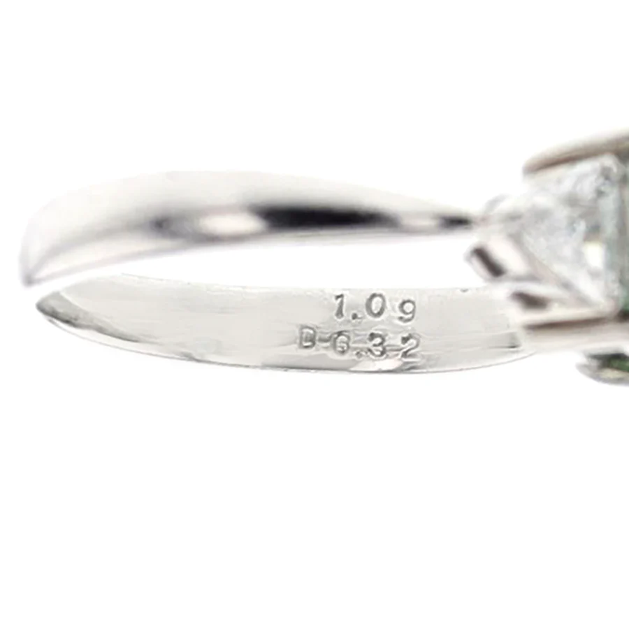 Square-Cut Emerald Three Stone Ring, Platinum