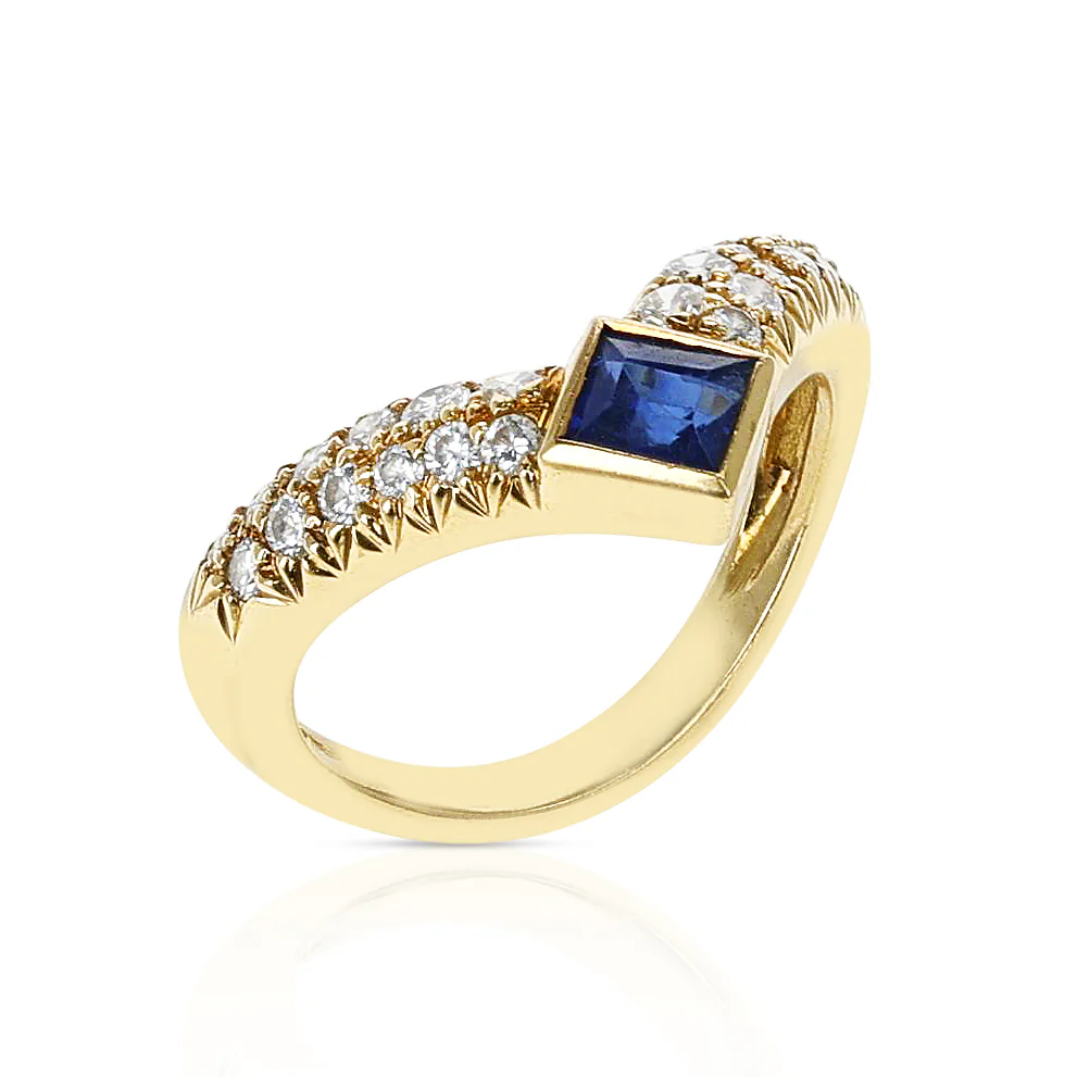 Van Cleef & Arpels Emerald Ruby Sapphire and Diamond Three Band Stacking Ring