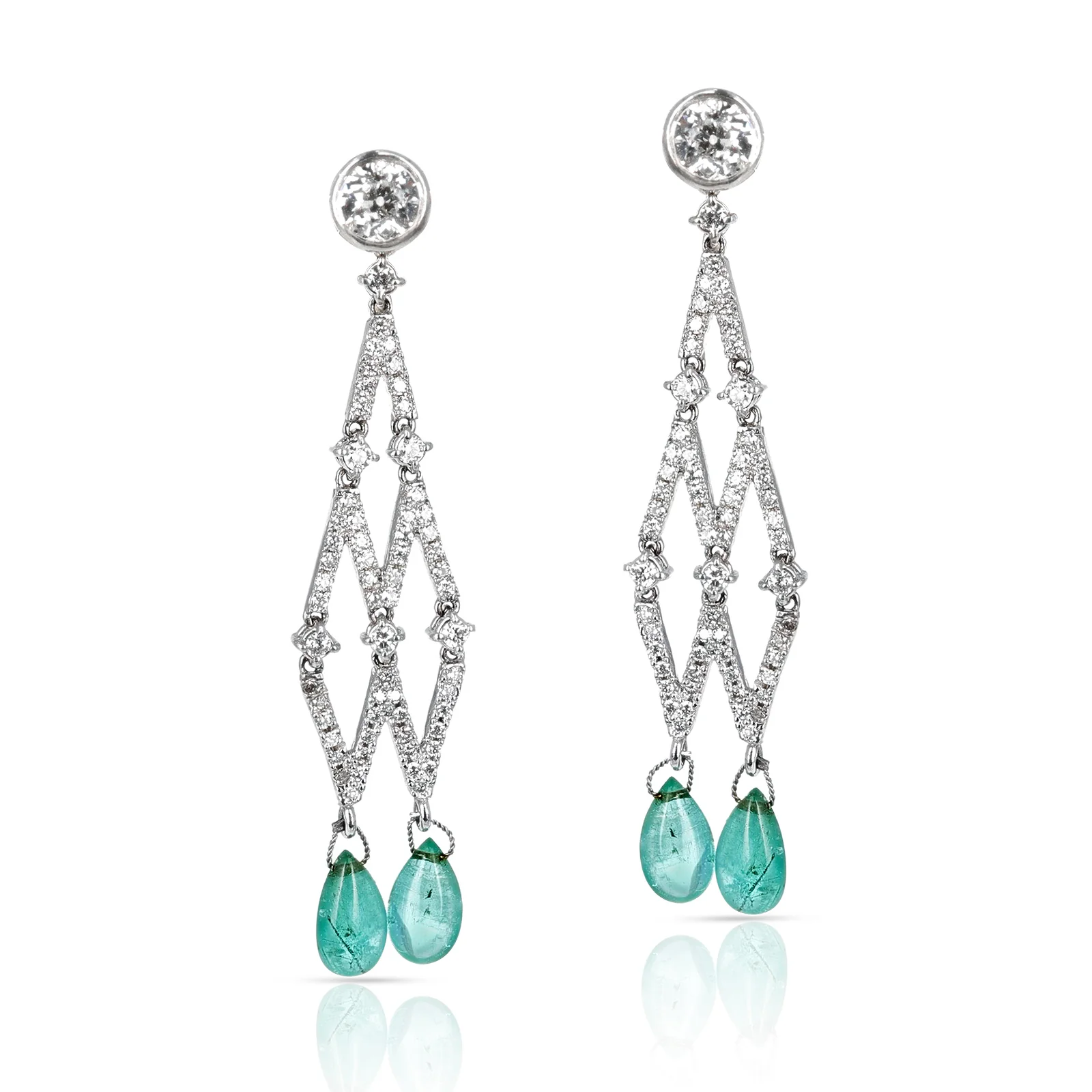 Tiffany & Co. Paloma Picasso Diamond and Emerald Chandelier Earrings, 18K