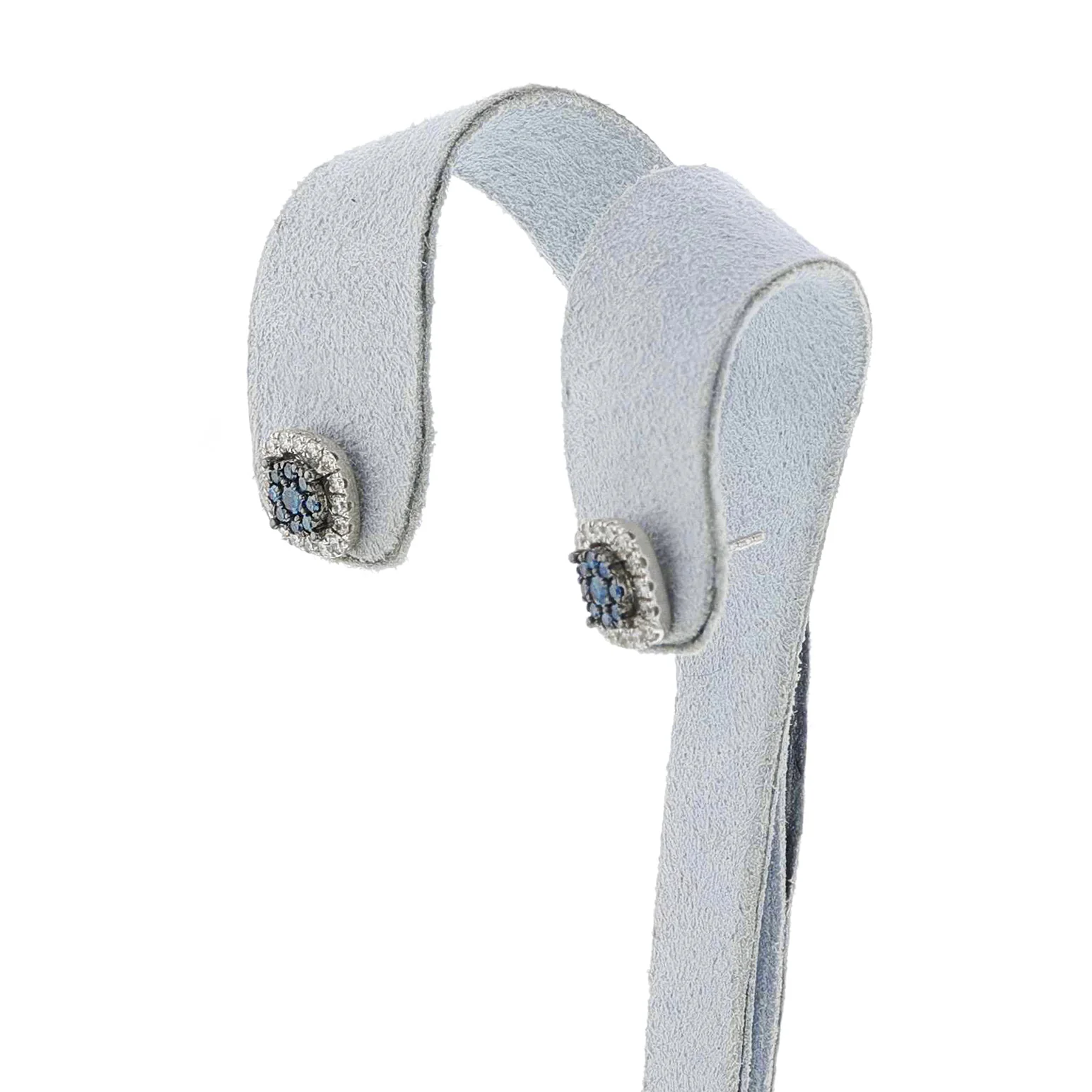 Blue Diamond and White Diamond Square Studs, 18K