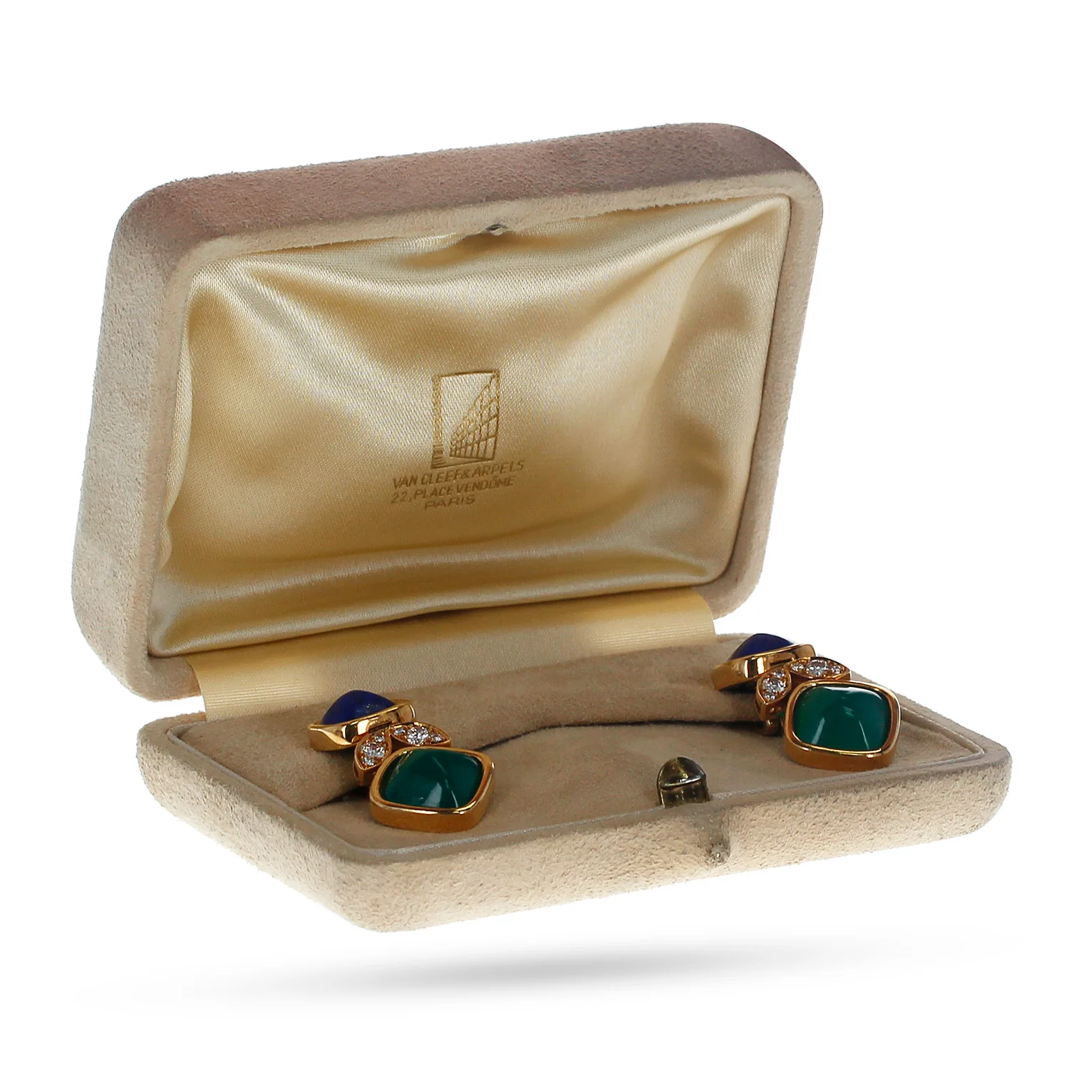 Van Cleef & Arpels Lapis Lazuli and Chrysoprase Earrings, French