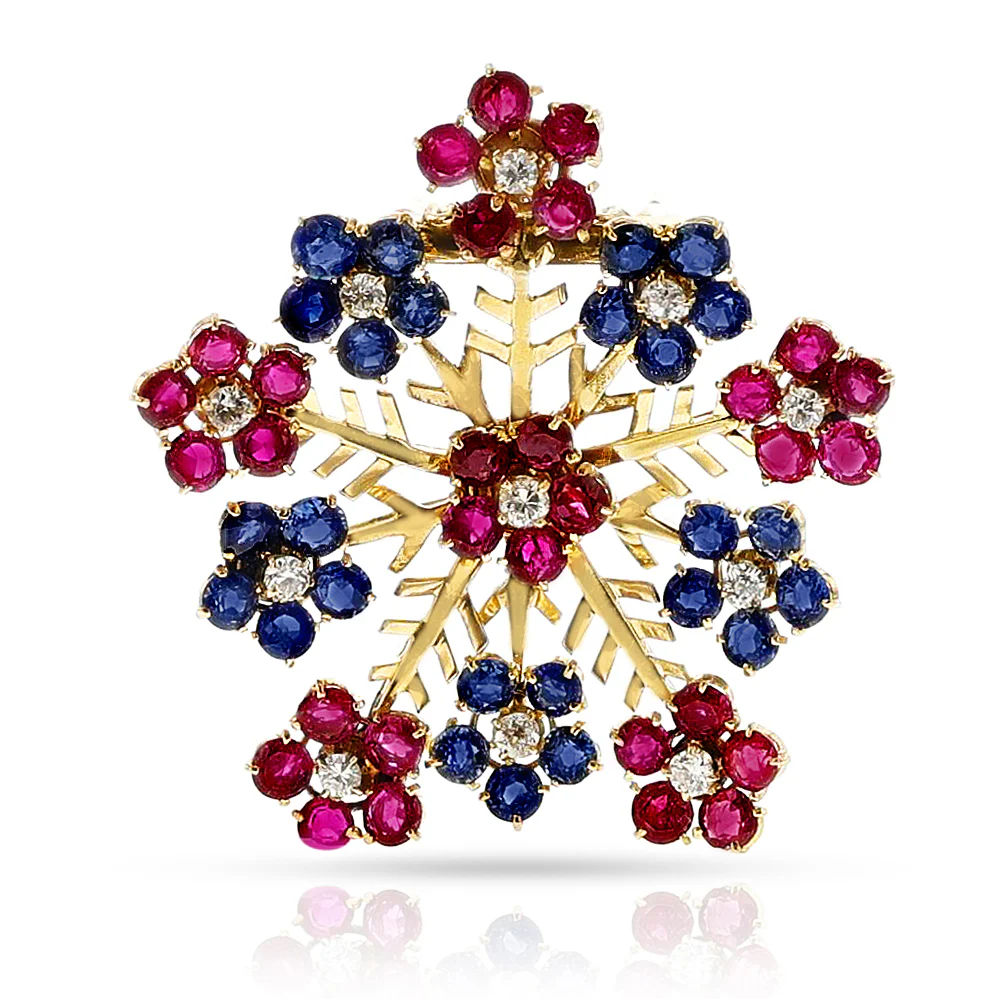 1940s Van Cleef & Arpels Hawaiian Snowflake Brooch, 18k