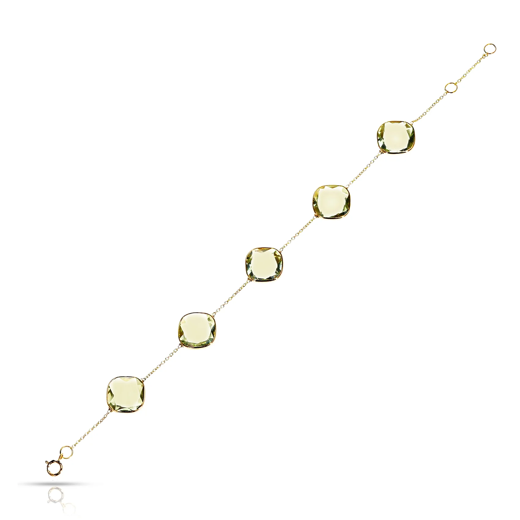Round Lemon Topaz Adjustable Bracelet, 18k Yellow Gold
