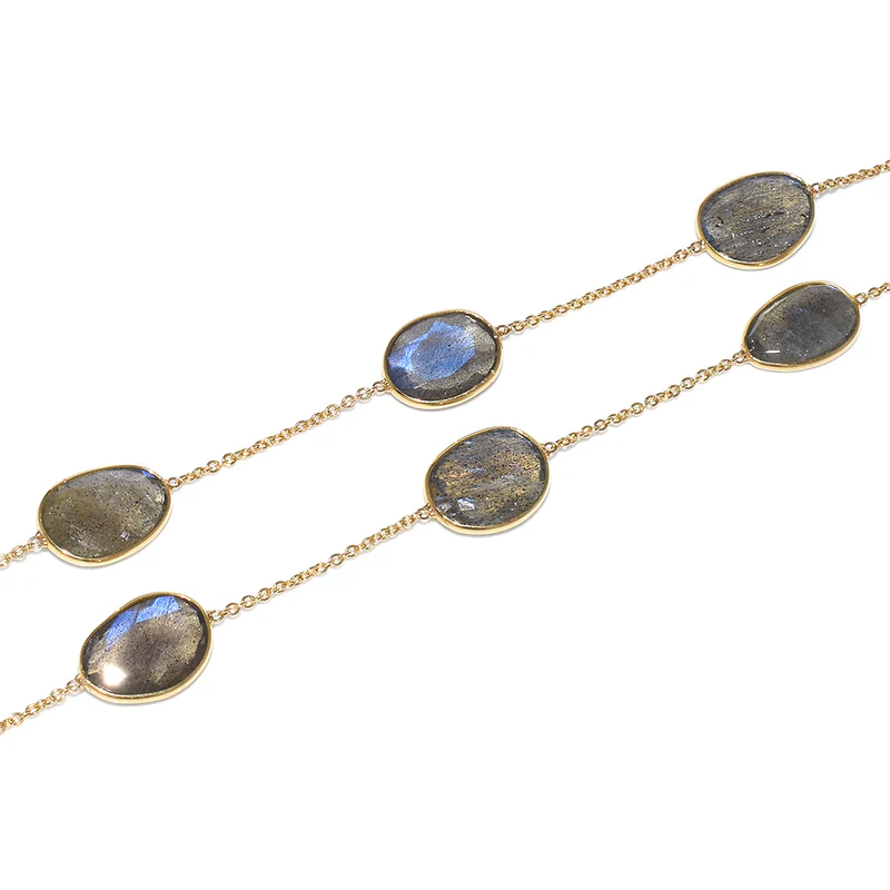 Mixed Cut Large Gemstone Necklace, 18k