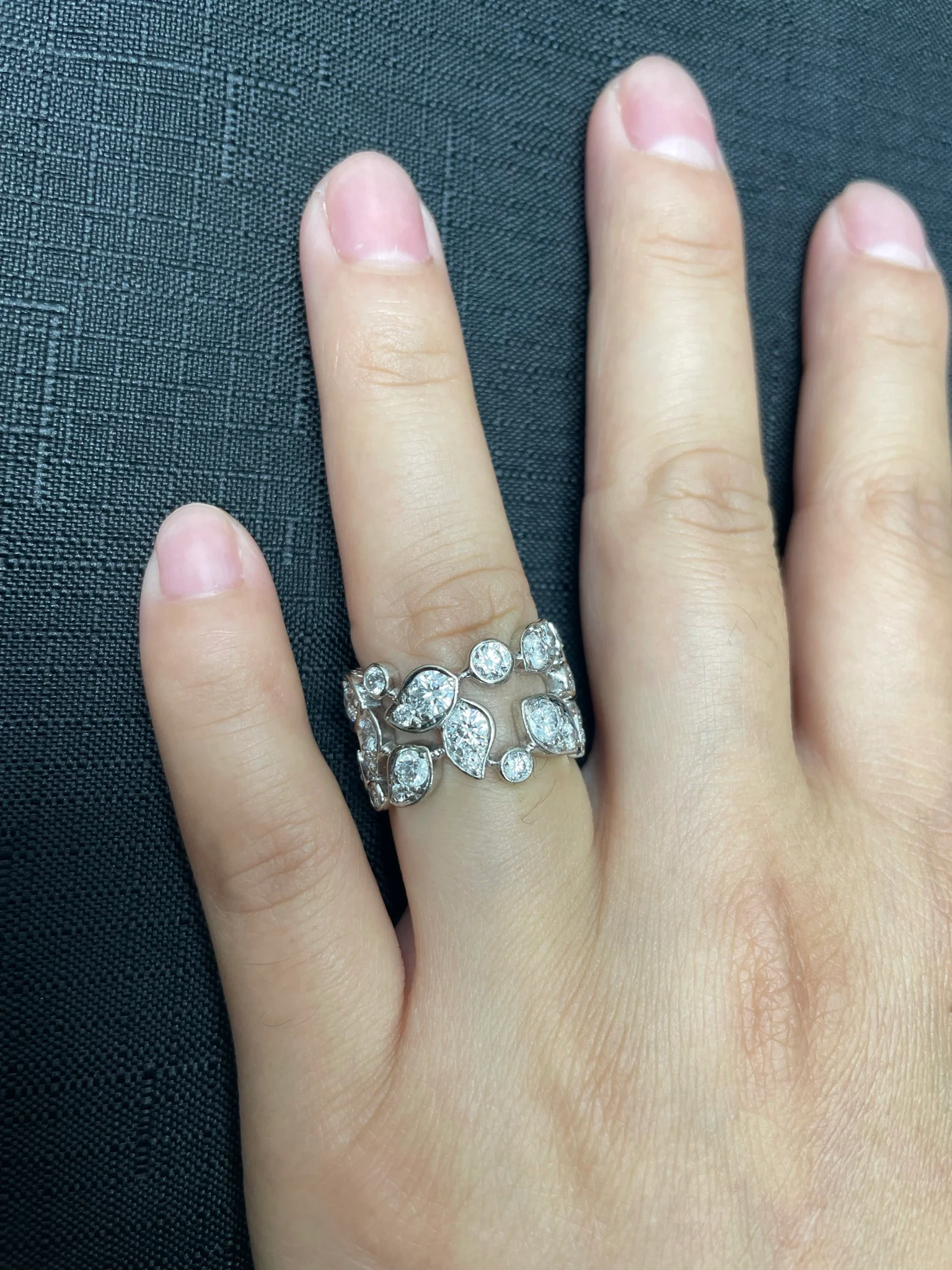 Cartier 5 Carat Diamond Leaf Ring, 18K White Gold