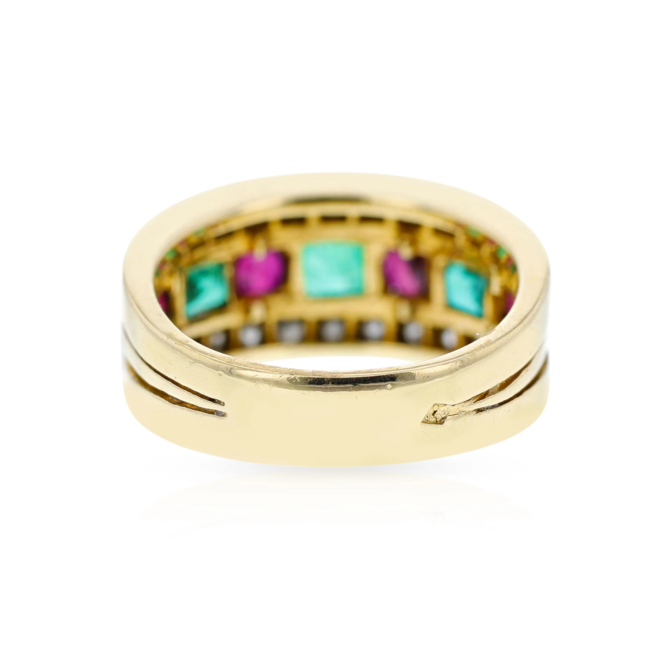 French Van Cleef & Arpels Emerald, Ruby and Diamond Ring, 18k