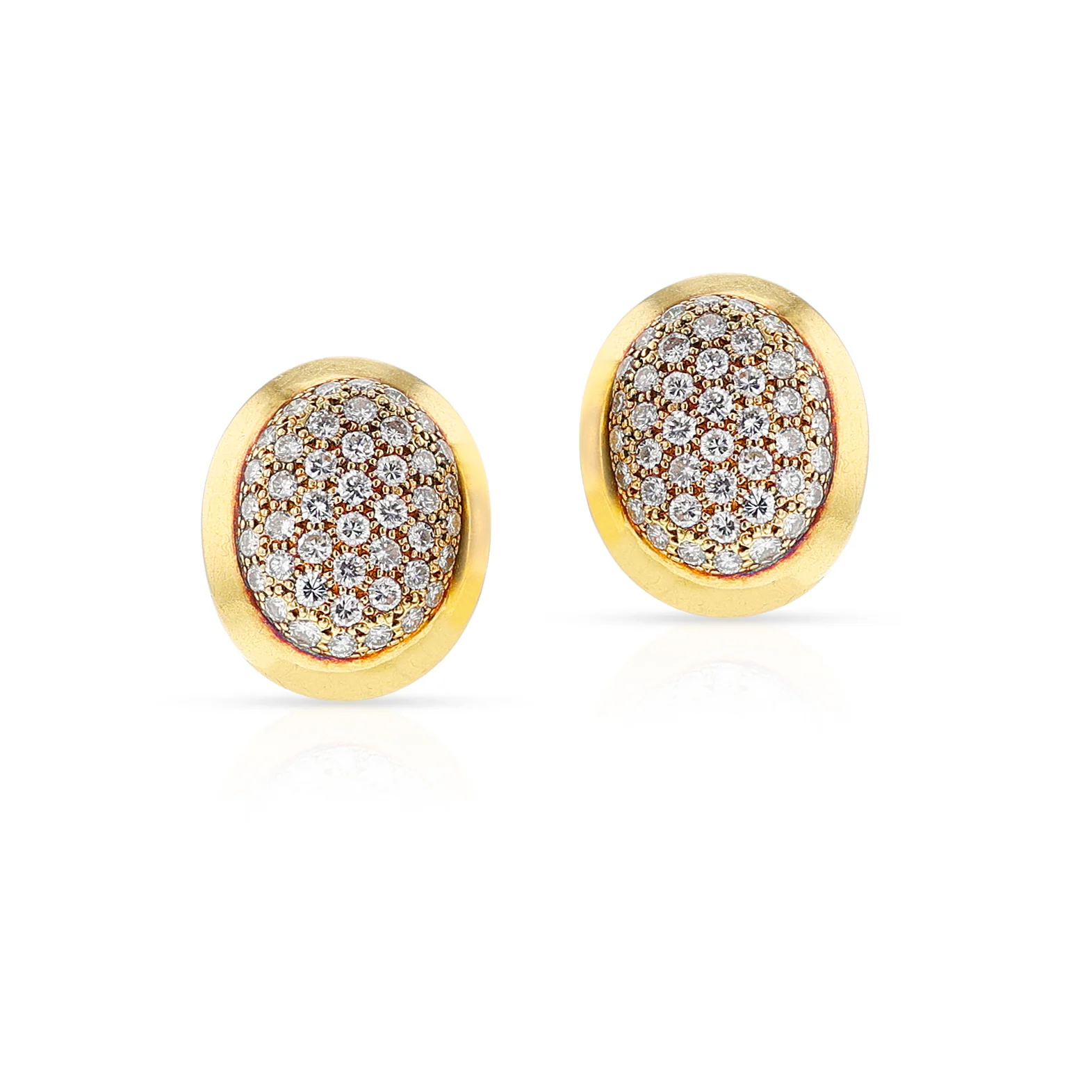 French Cartier Oval Diamond Earrings, 18k