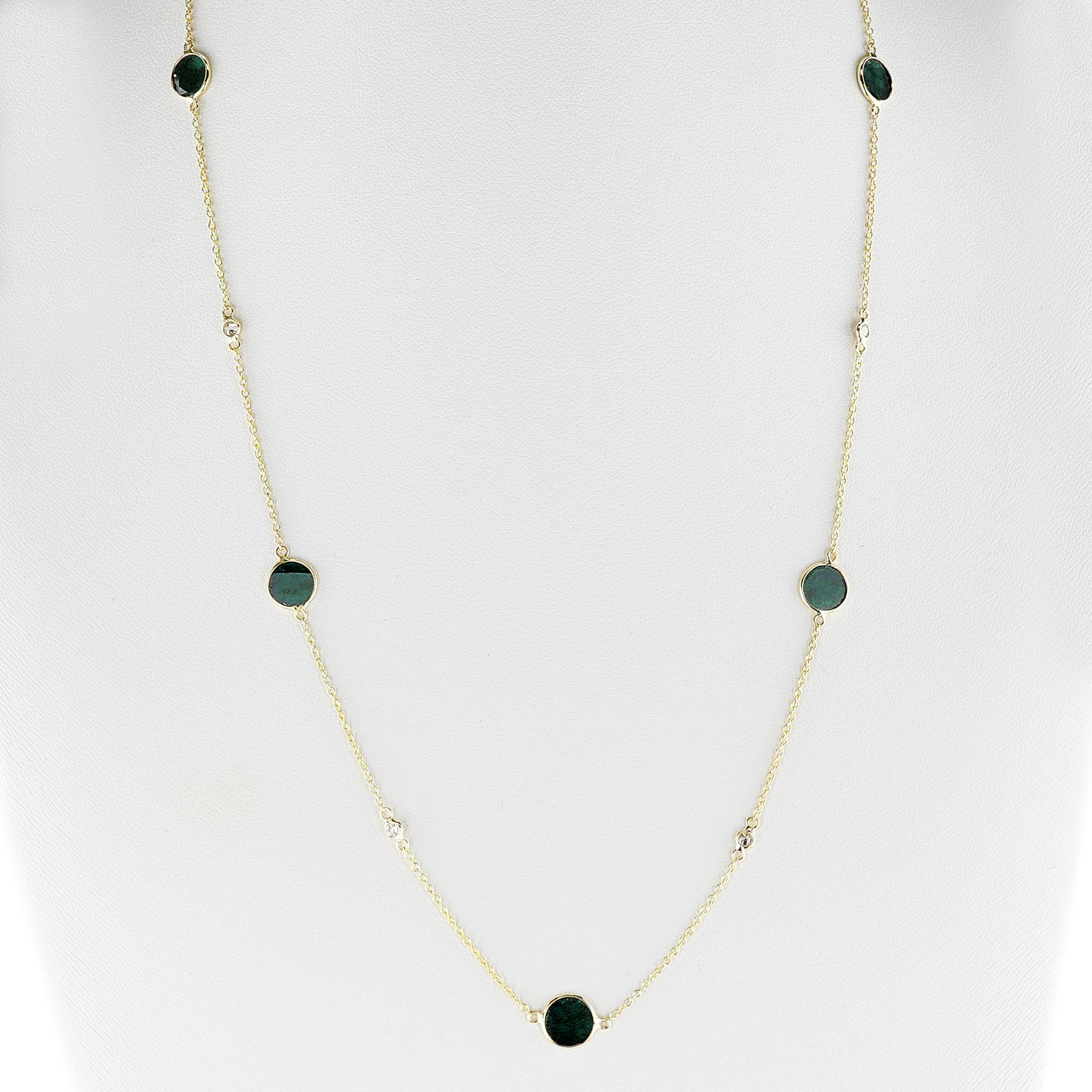 Blue Diamond Slice with Diamond Rose Cut Necklace, 14k