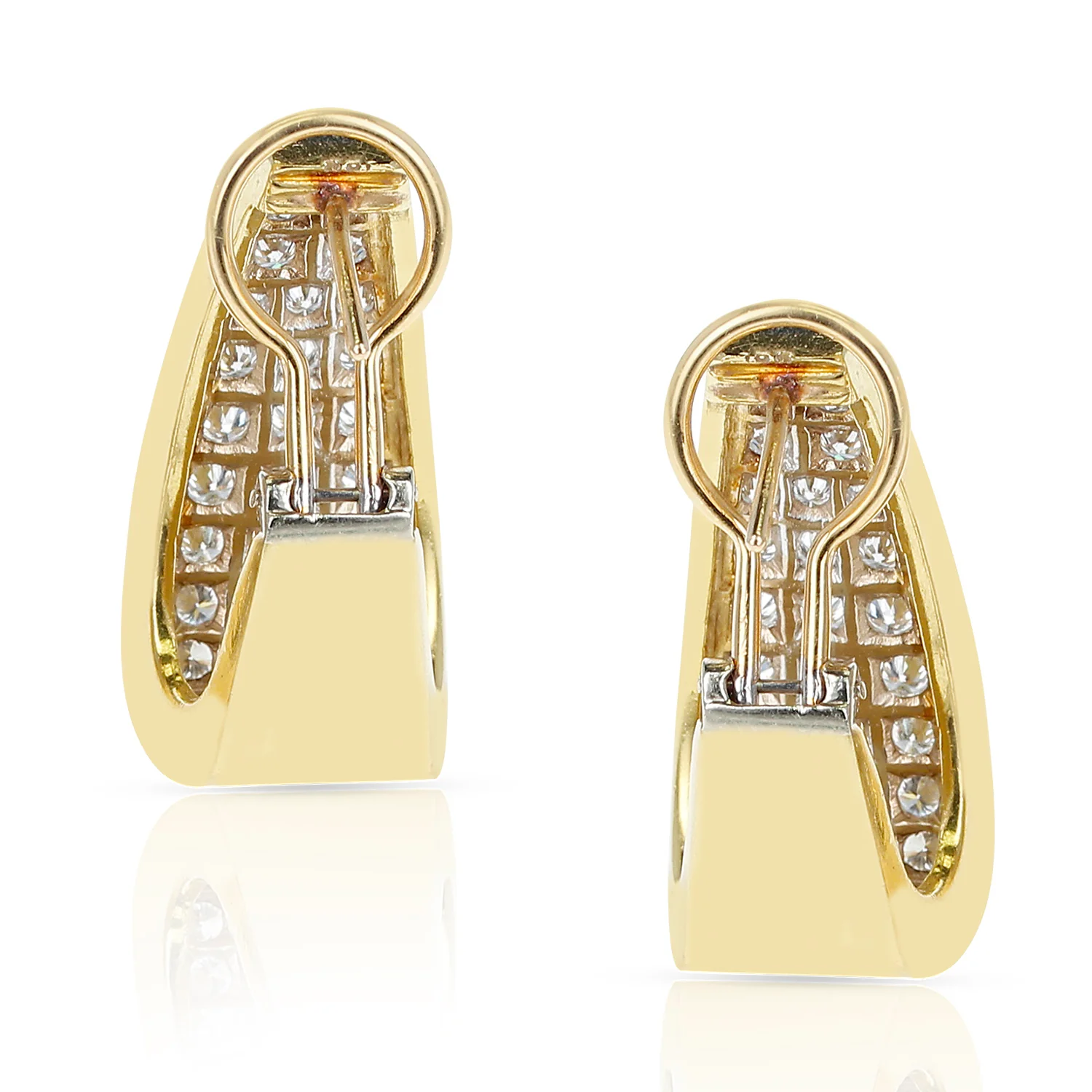 4.50 carat Diamond Block-Style Earrings, 18 Karat Yellow Gold