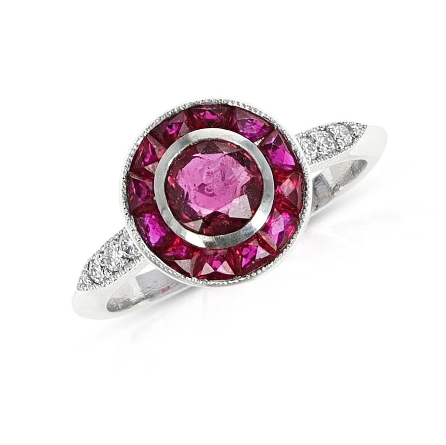 French Ruby and Diamond Platinum Ring