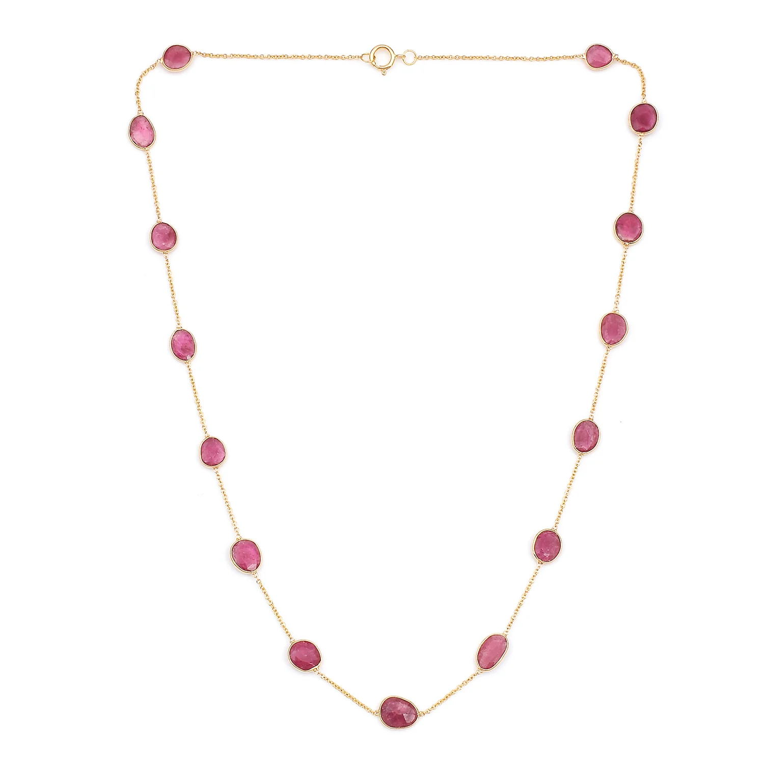 Mixed Shape Tourmaline Necklace, 18 Karat Gold