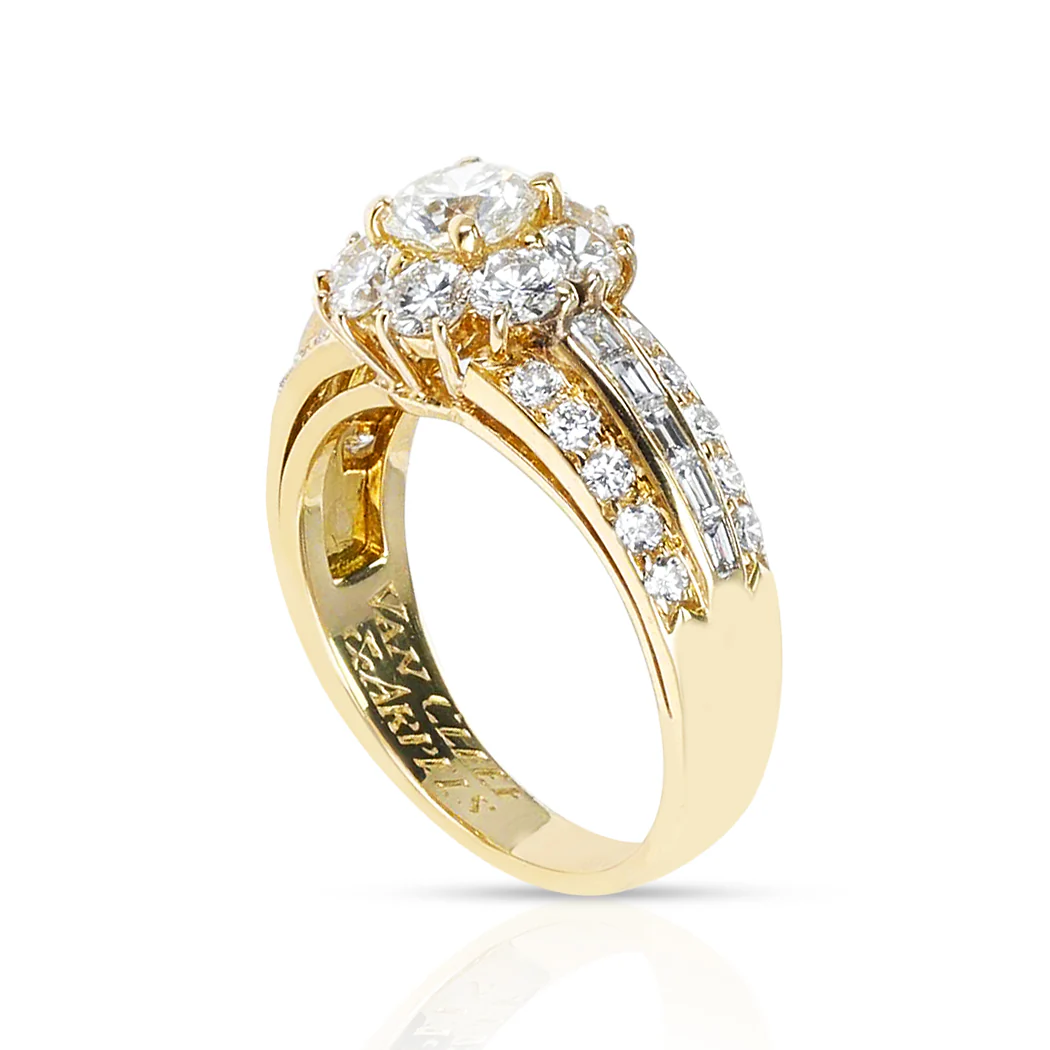 Van Cleef & Arpels 0.50 ct. Center Diamond with 2 cts. Diamonds Floral Ring