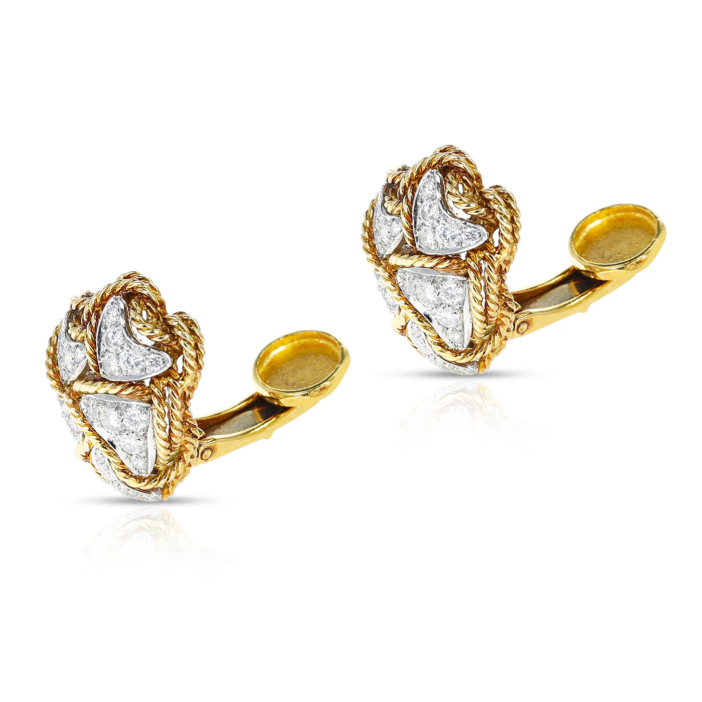 1960's Cartier 3.25 carats Diamond Cocktail Earrings in 18K Yellow Gold