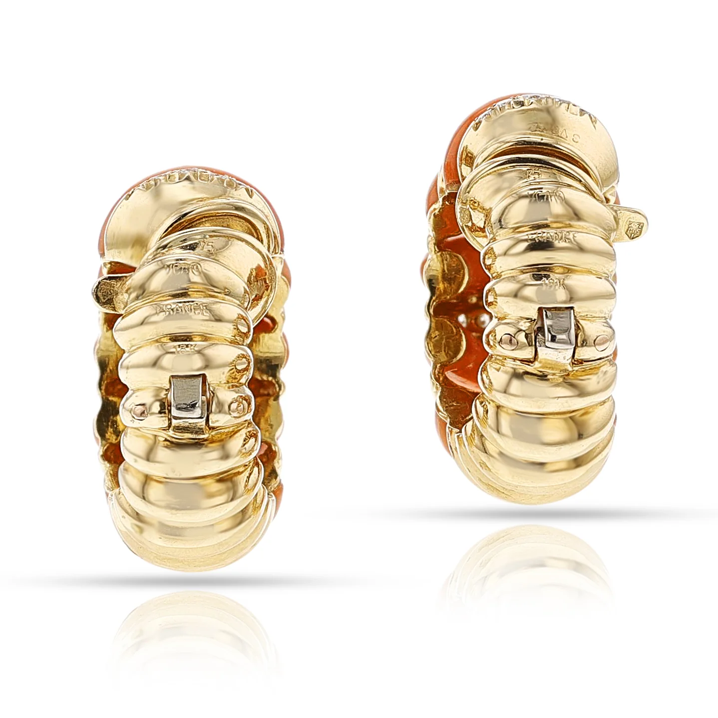 Van Cleef & Arpels Coral and Diamond Hoops, 18k