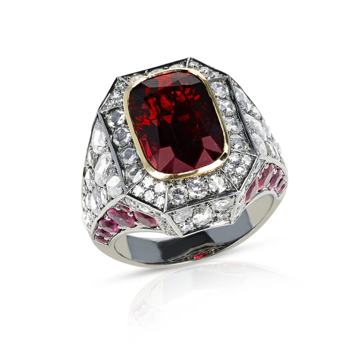 5.22 ct. Unheated Vivid Red Burma Spinel Ring, 18k