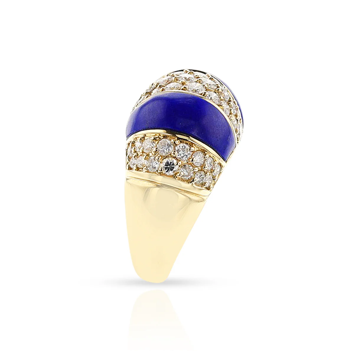 Lapis and Diamond Bombe Ring, 18k