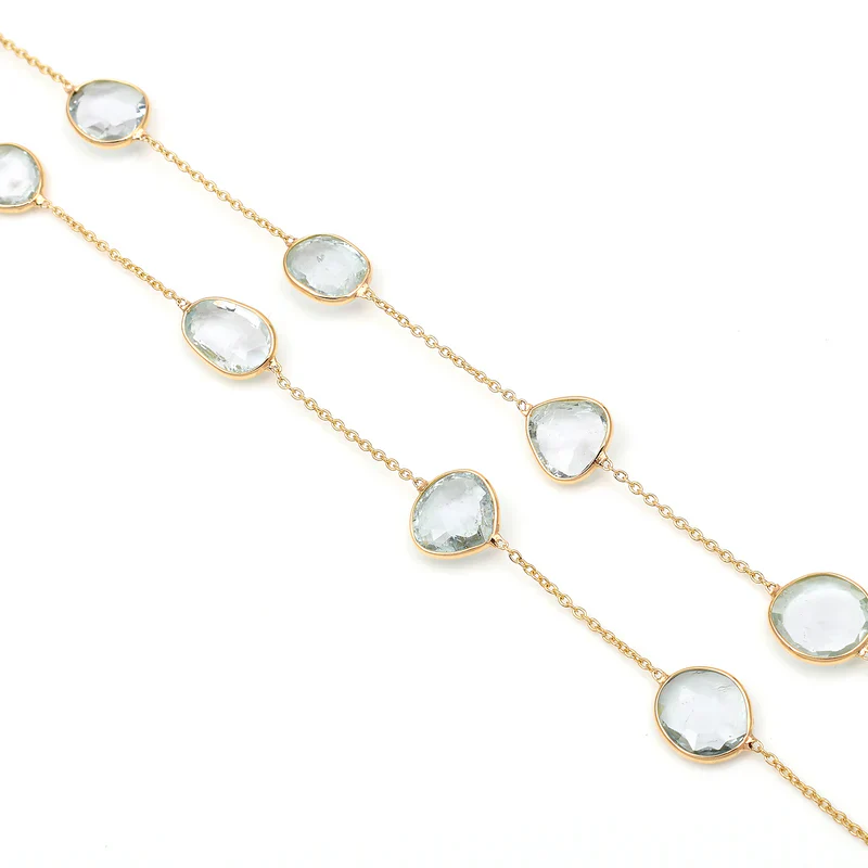 Mixed Cut Large Gemstone Necklace, 18k