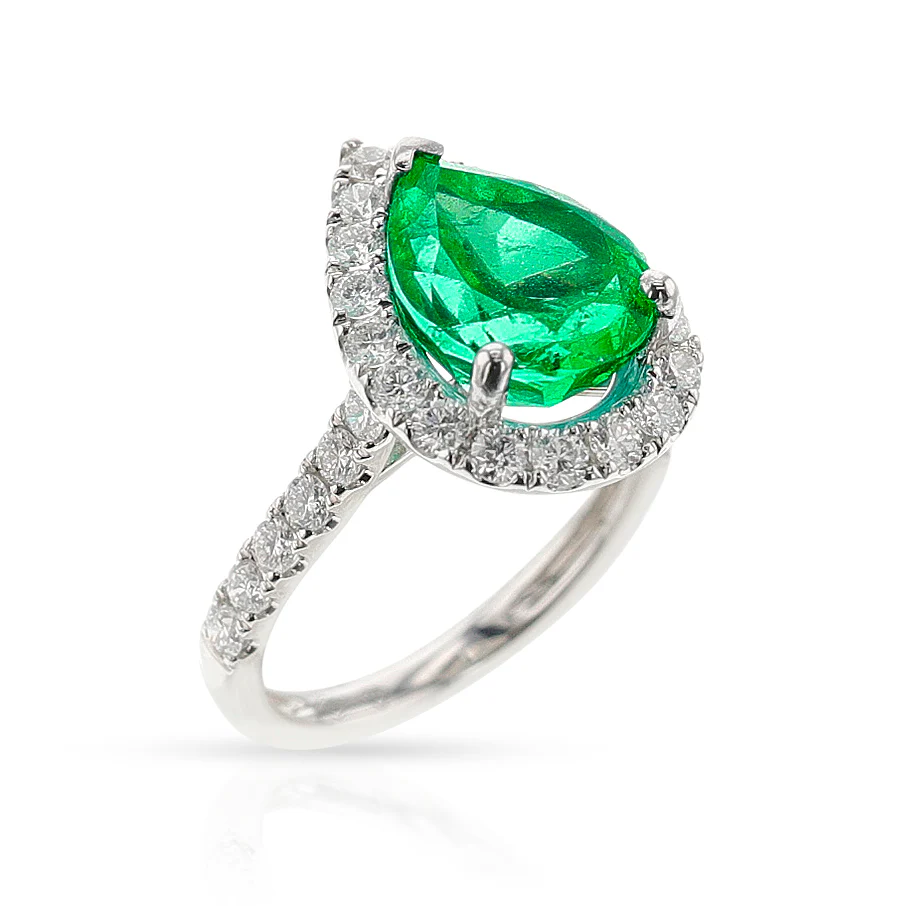 GIA Certified 3.68 ct. Colombian Emerald and Diamond Ring, 18k