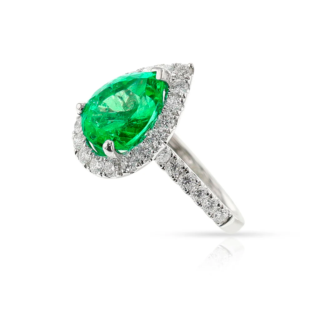 GIA Certified 3.68 ct. Colombian Emerald and Diamond Ring, 18k