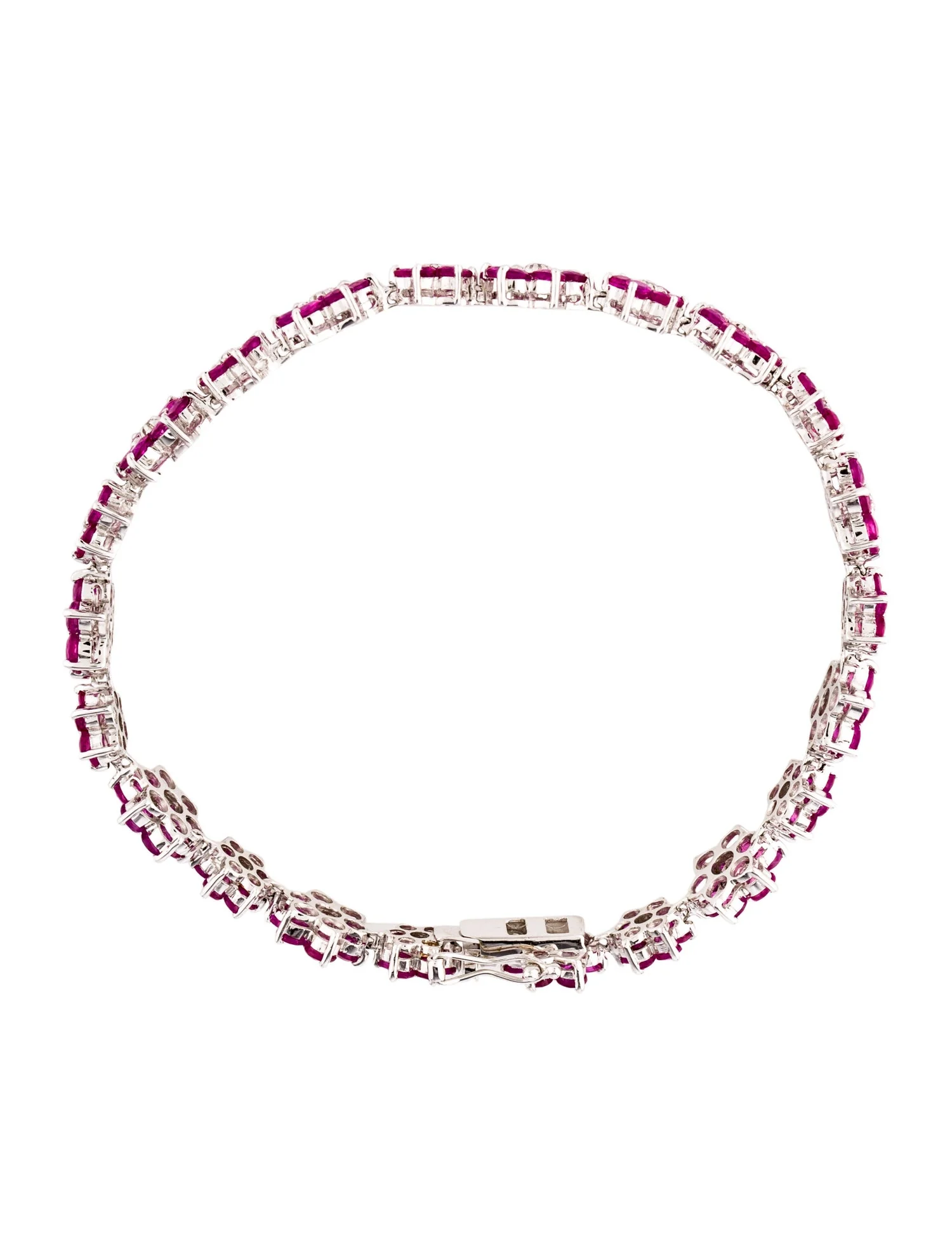 Ruby & Diamond Floral Bracelet, 18K White