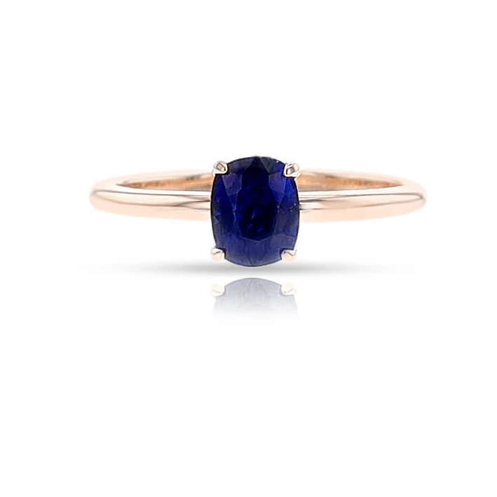 GIA Certified 0.80 ct. Unheated Burma Sapphire Ring, 14k Rose