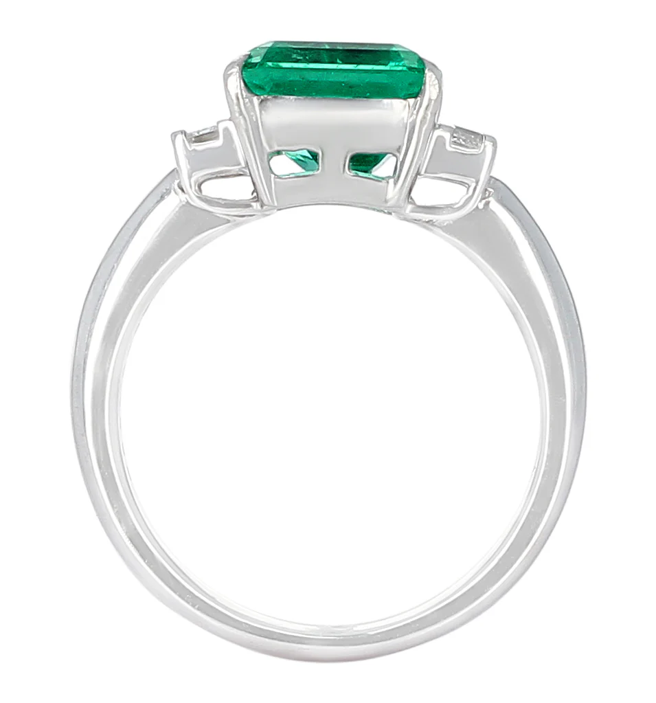 GIA Certified 2.78 Carat Radiant-Cut Colombian Emerald and Diamond Ring, Platinum