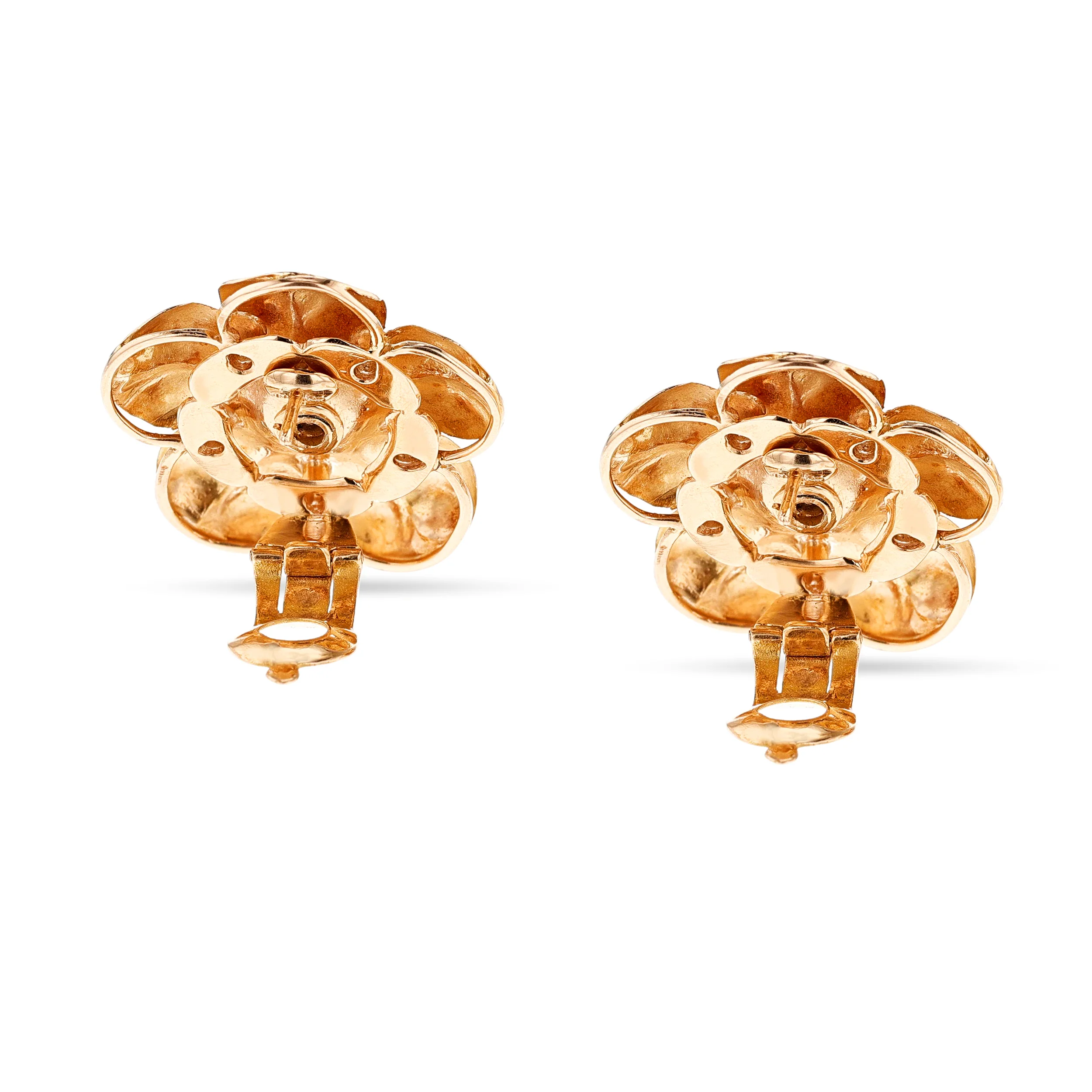 Pery et Fils Van Cleef & Arpels Floral Earrings with Gold and Diamonds, 18k