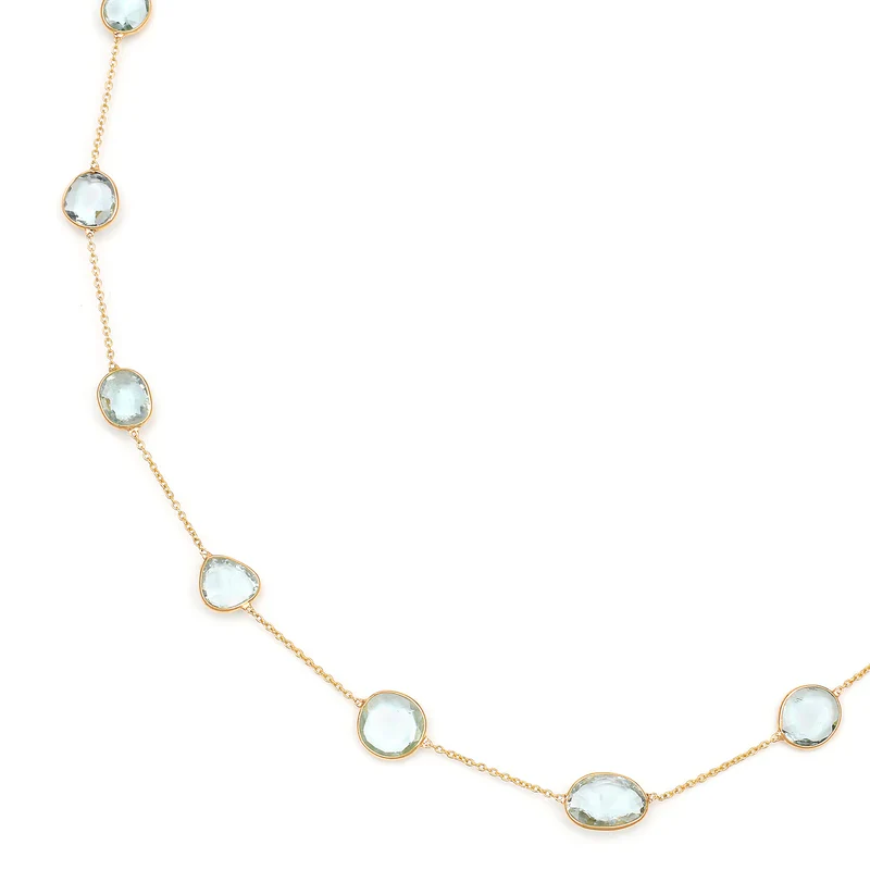 Mixed Cut Large Gemstone Necklace, 18k