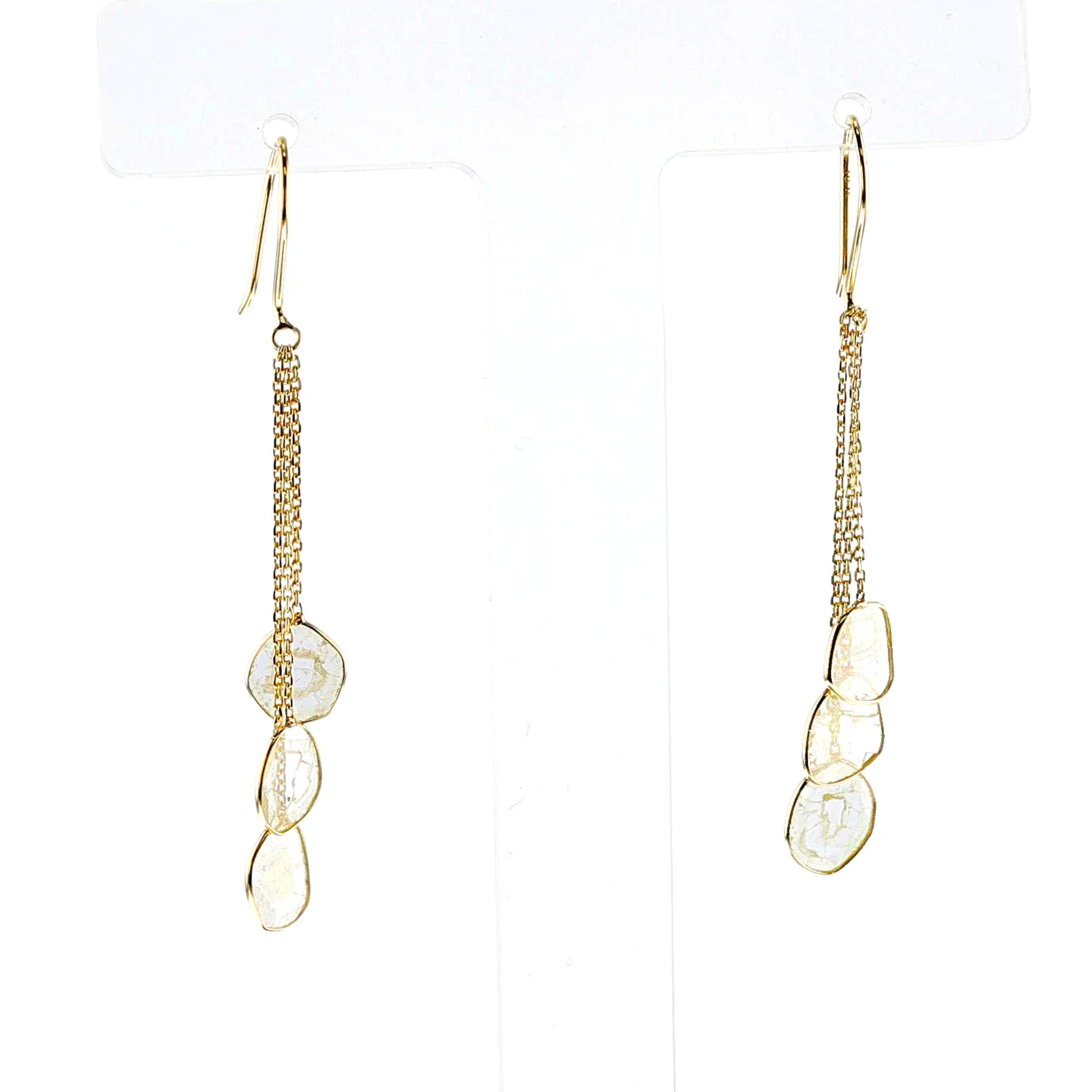 Diamond Slices Hanging Trio Earrings, 18K