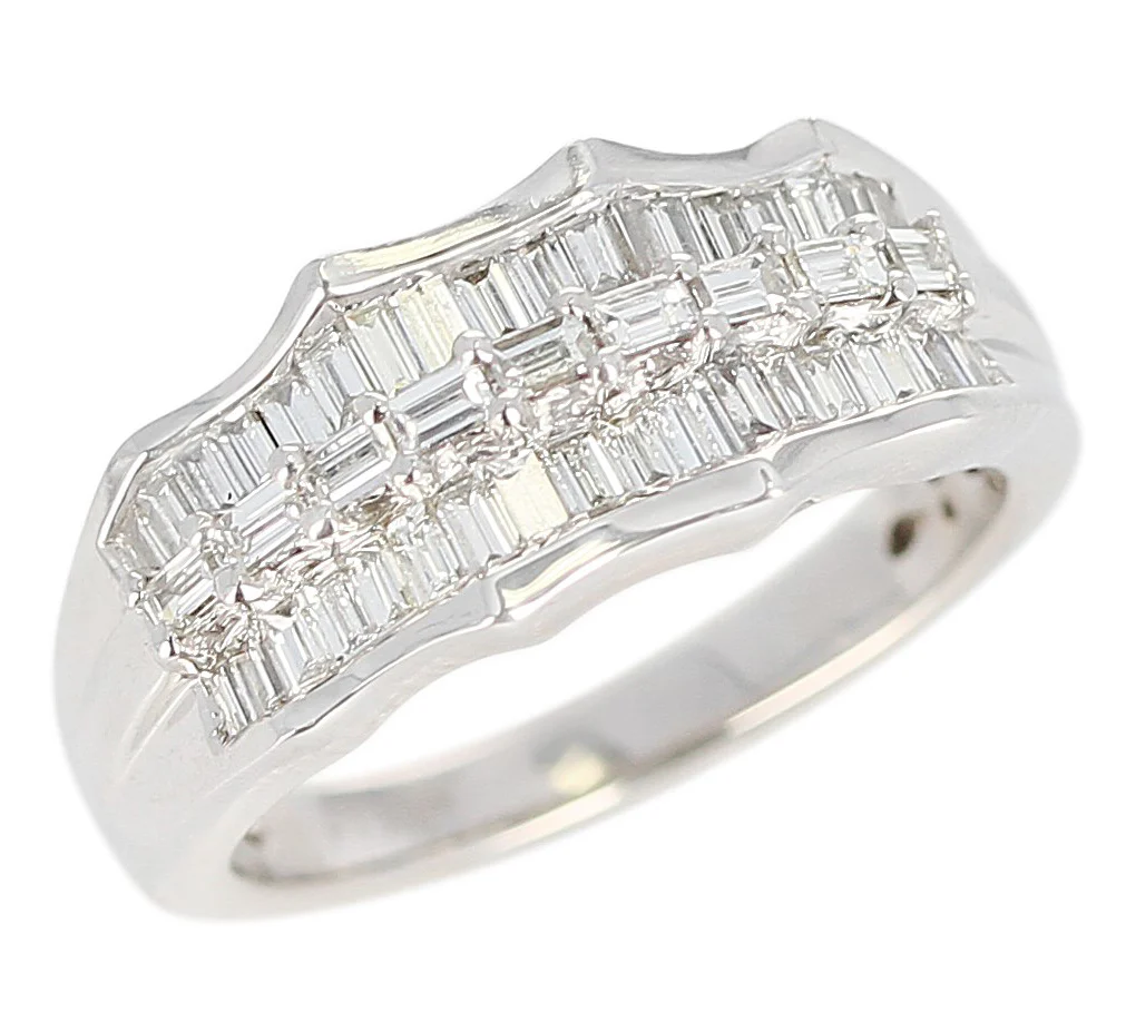 Wavy Row Platinum 1 carat Diamond Band
