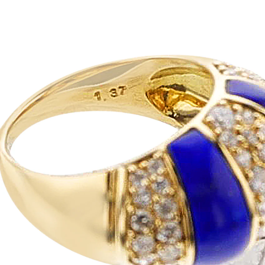 Lapis and Diamond Bombe Ring, 18k