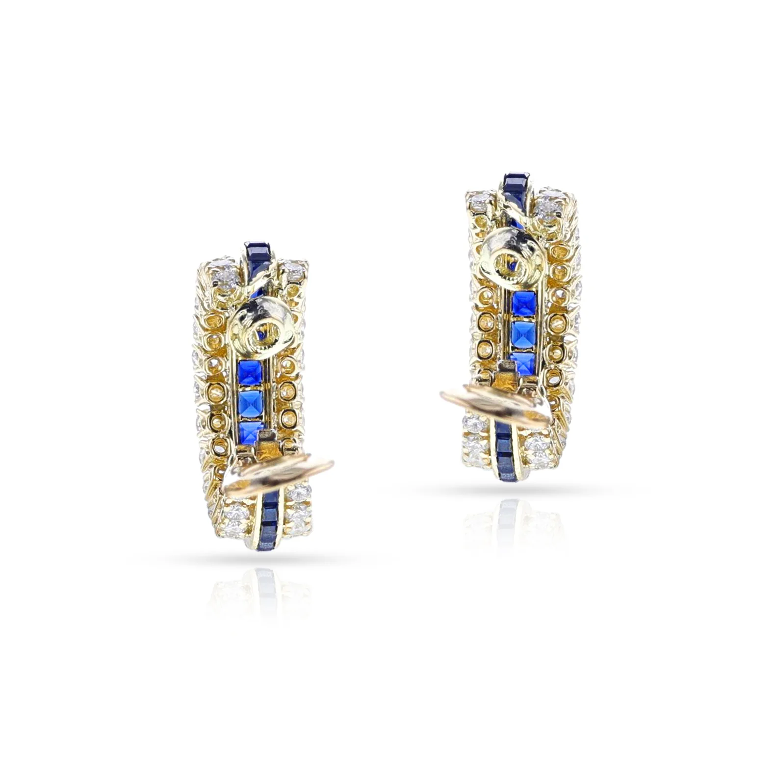 Van Cleef & Arpels Sapphire and Diamond Half Hoop Earrings, 18k