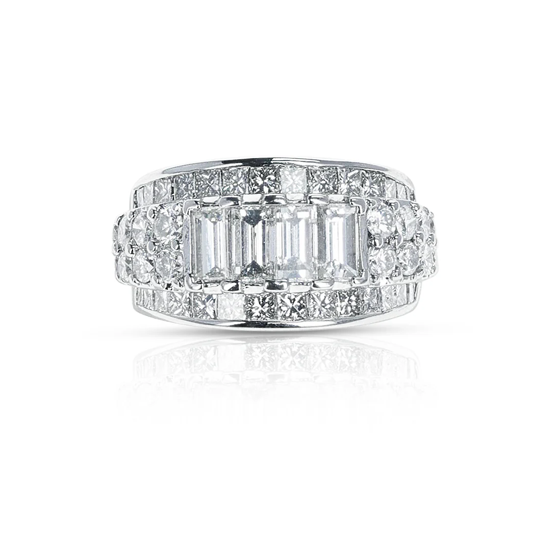 Mixed Cut Diamond Bridal Ring, Platinum