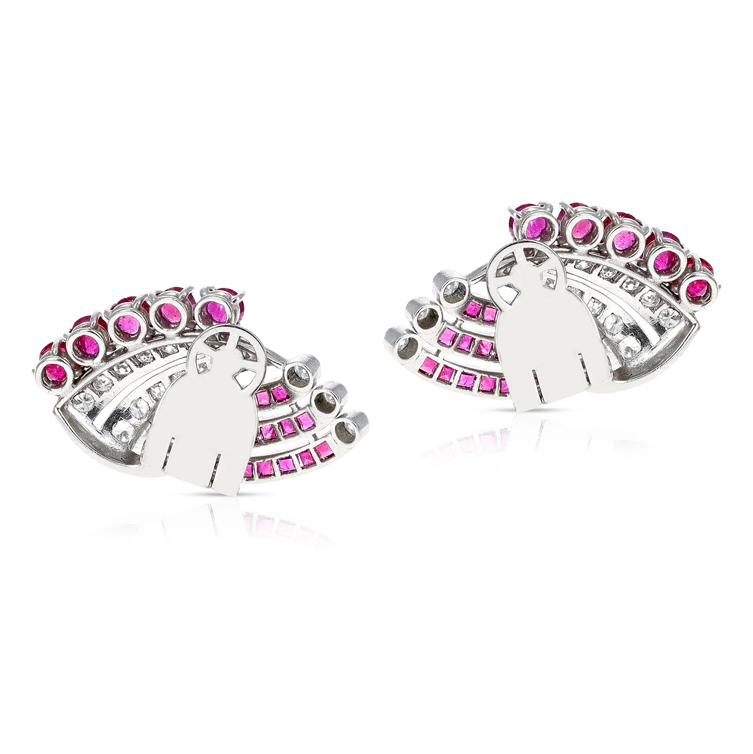 1920s Art Deco Ruby and Old European Cut Diamonds, Platinum