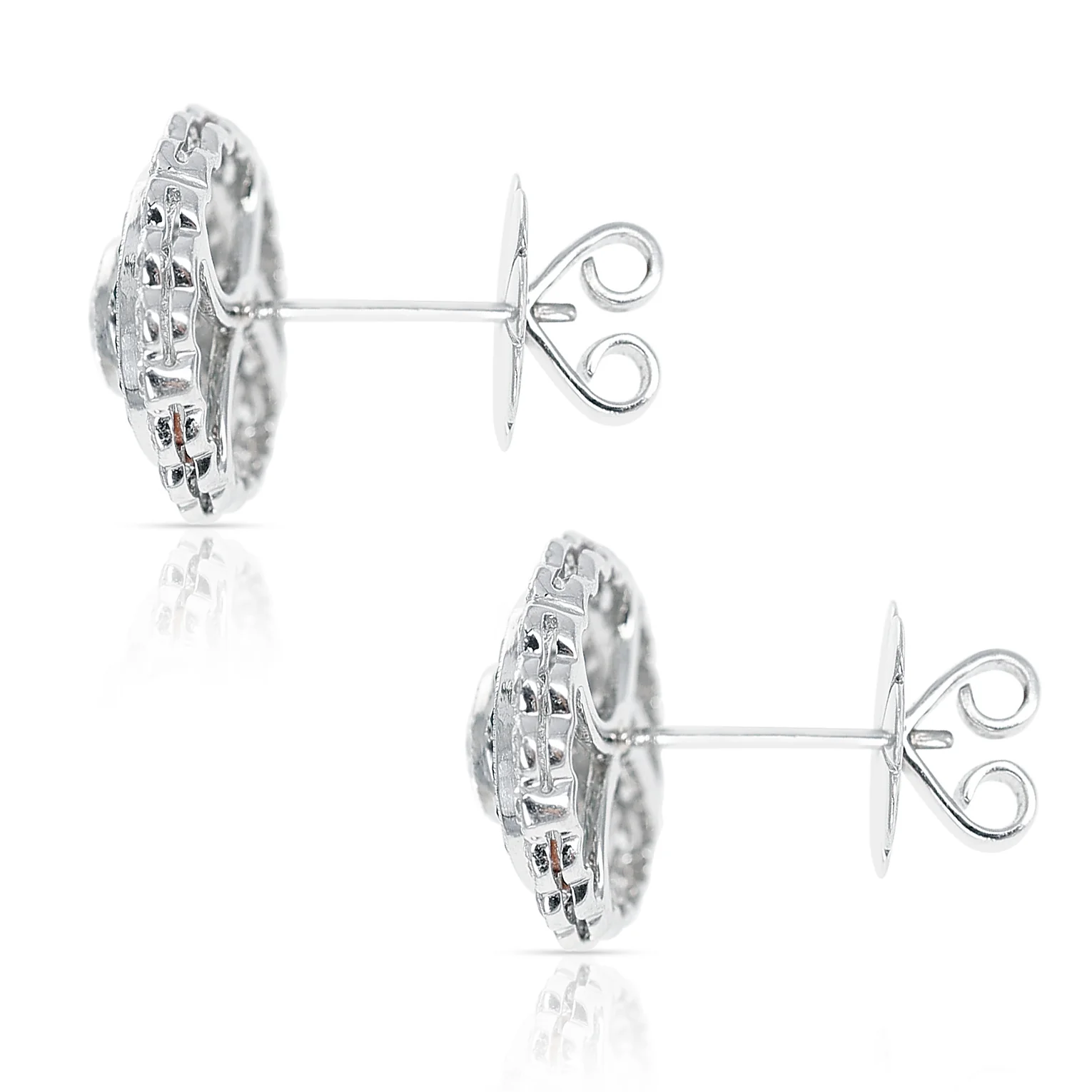 Art Deco Style 0.70 ct. each Diamond and Invisibly Set Emerald Earrings, Platinum