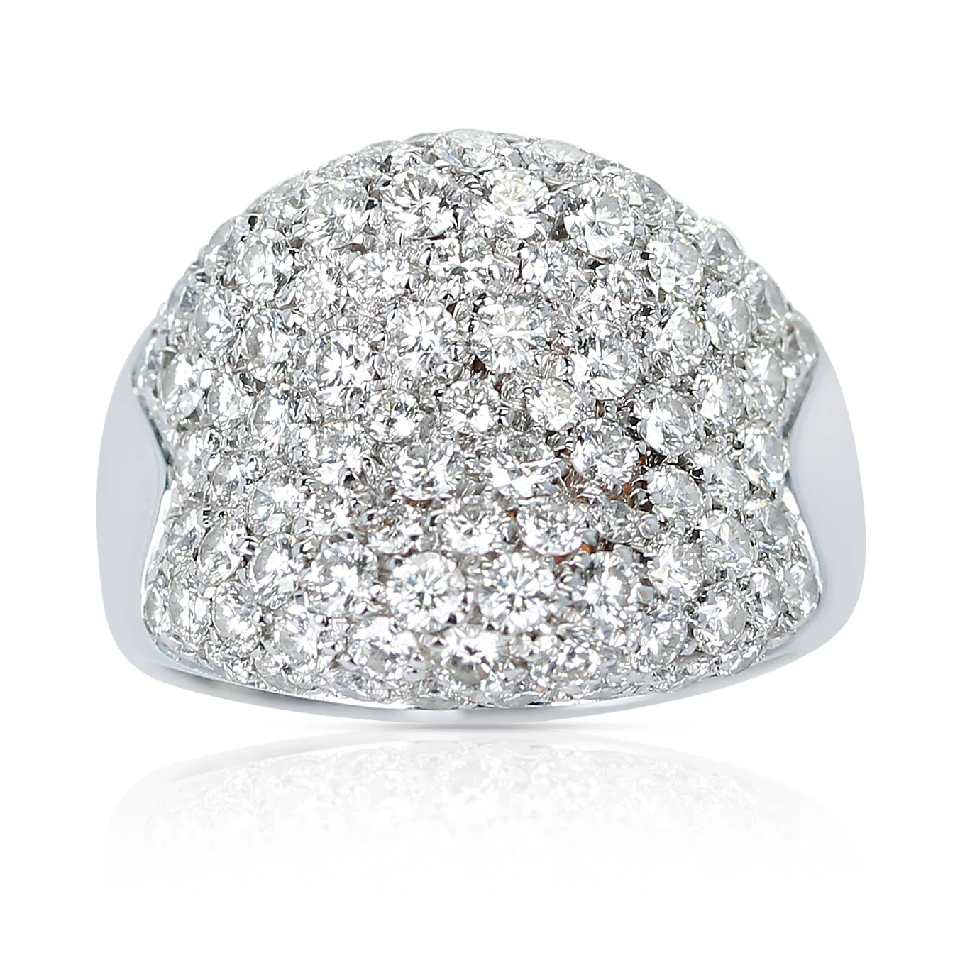 2.50 cts. Diamond Bombe Cocktail Ring, 18k White Gold
