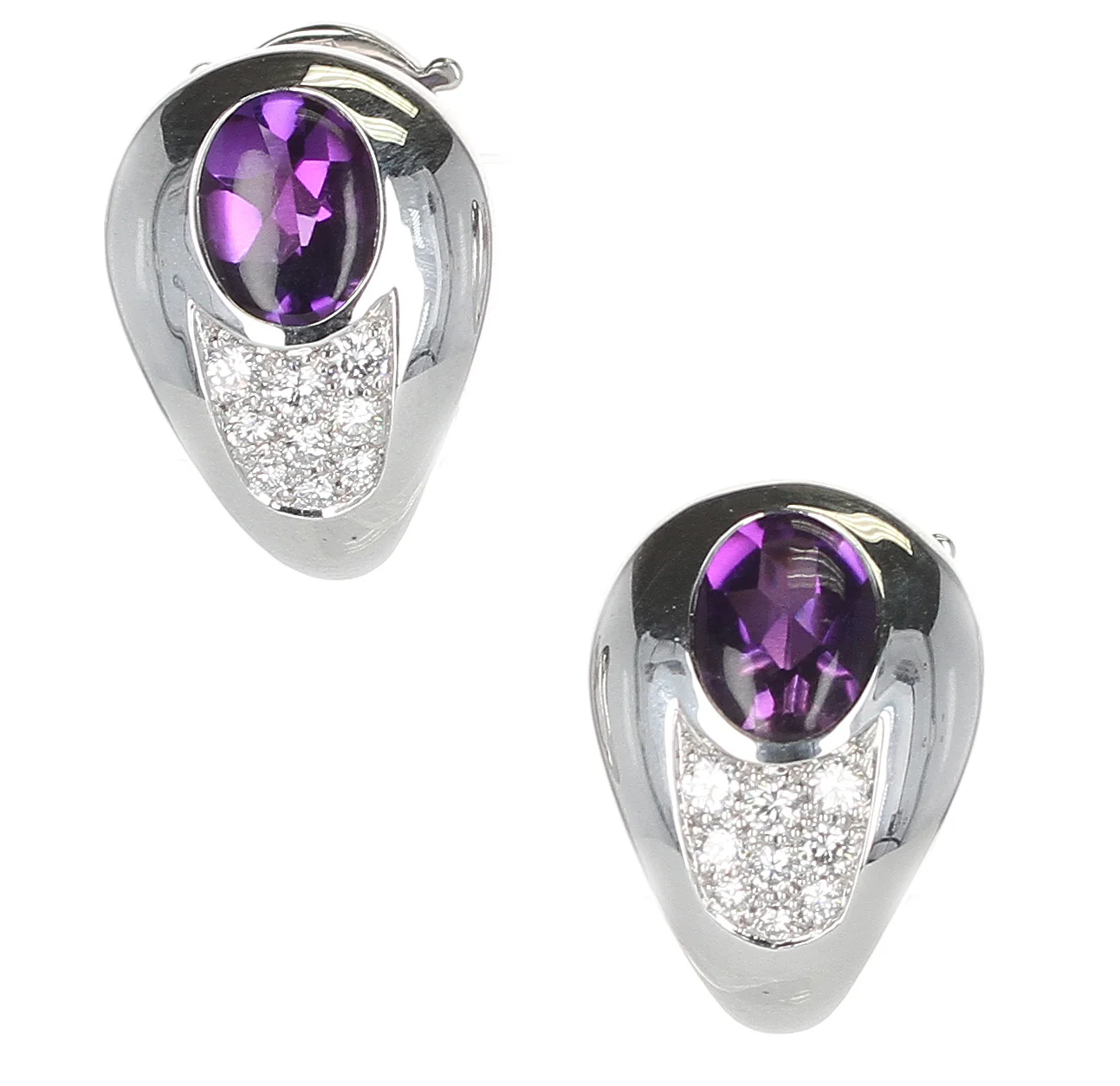 Mauboussin 2.20 ct. Amethyst and 0.42 ct. Diamond Earrings, 18K Gold
