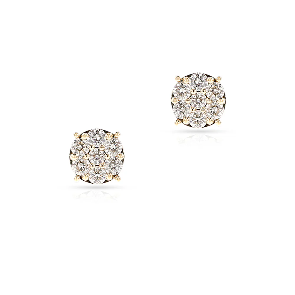Round Diamond Studs, 18K Yellow Gold
