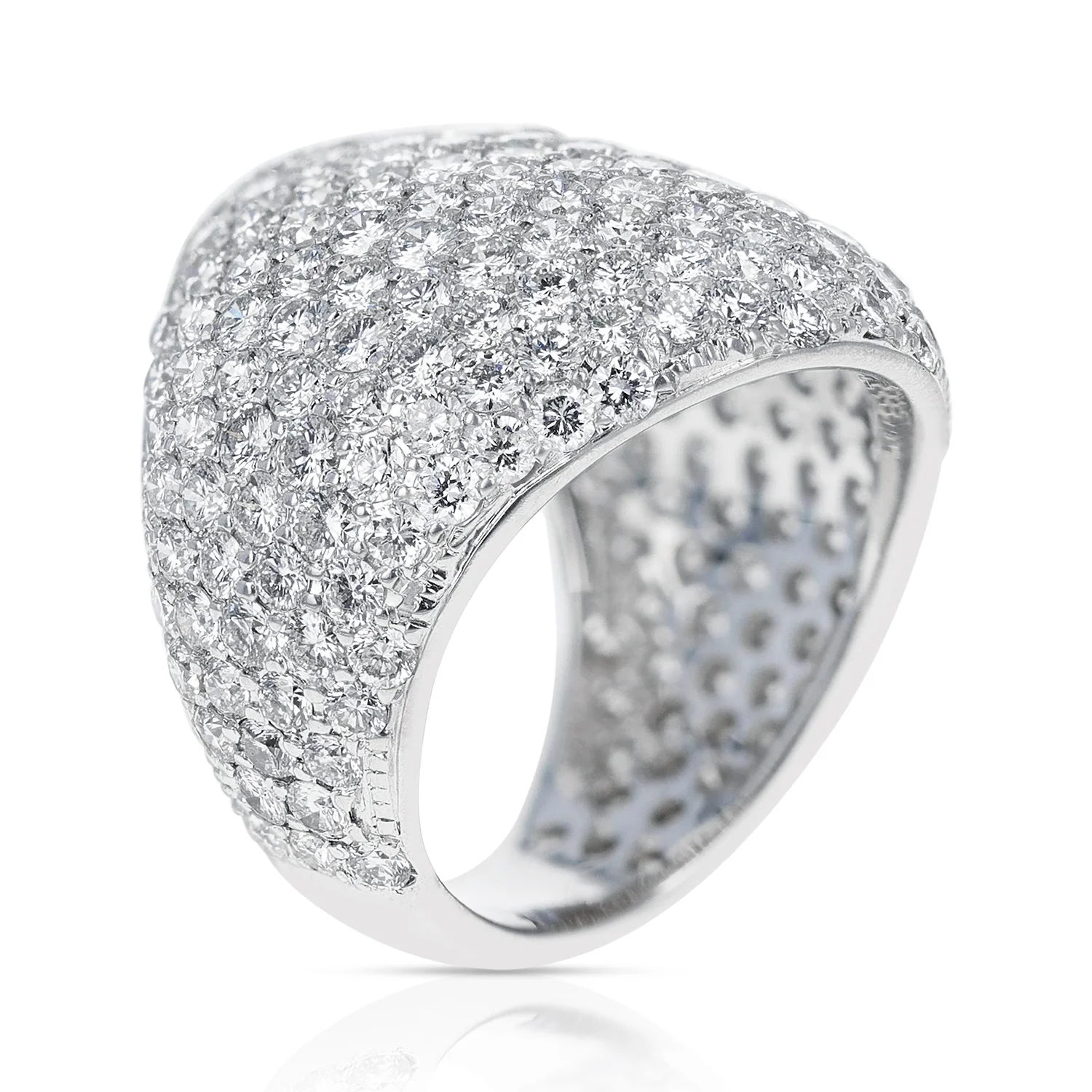 3.50 carats 201 Round White Diamonds Bombe Cocktail Ring, 18 Karat White Gold