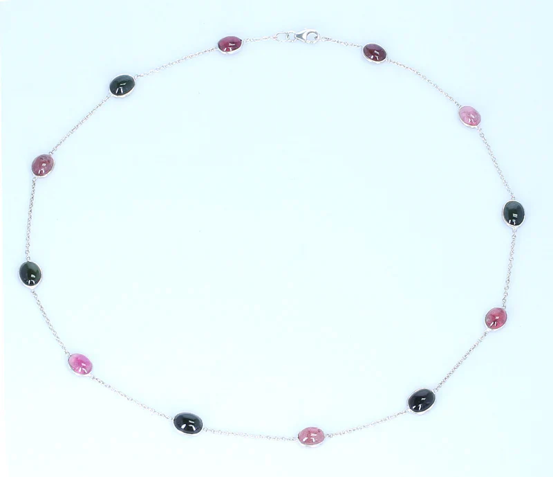 Dark Blue Sapphire Cabochon Necklace, Sterling Silver