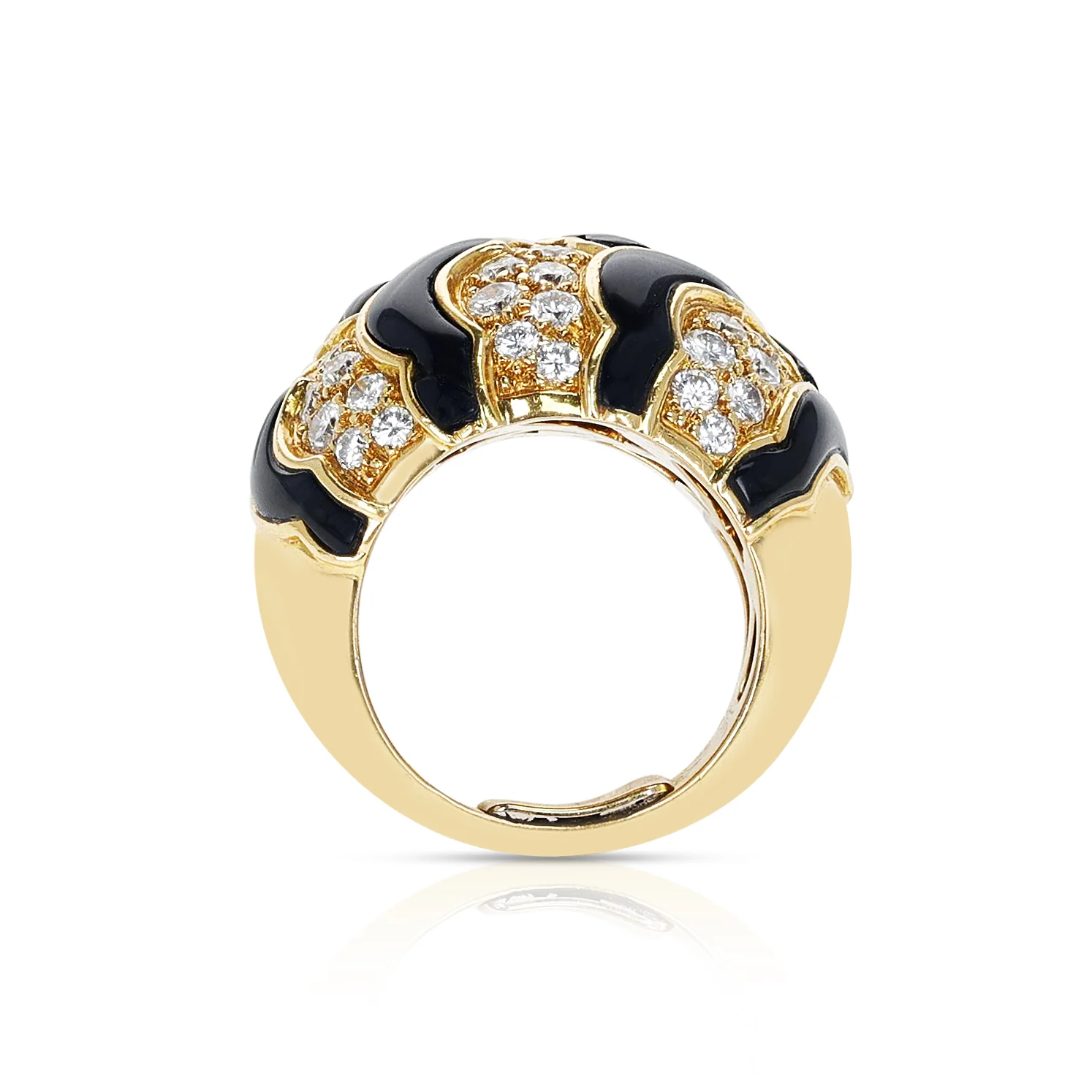 Van Cleef & Arpels Black Onyx and White Diamonds Dome Ring, 18K