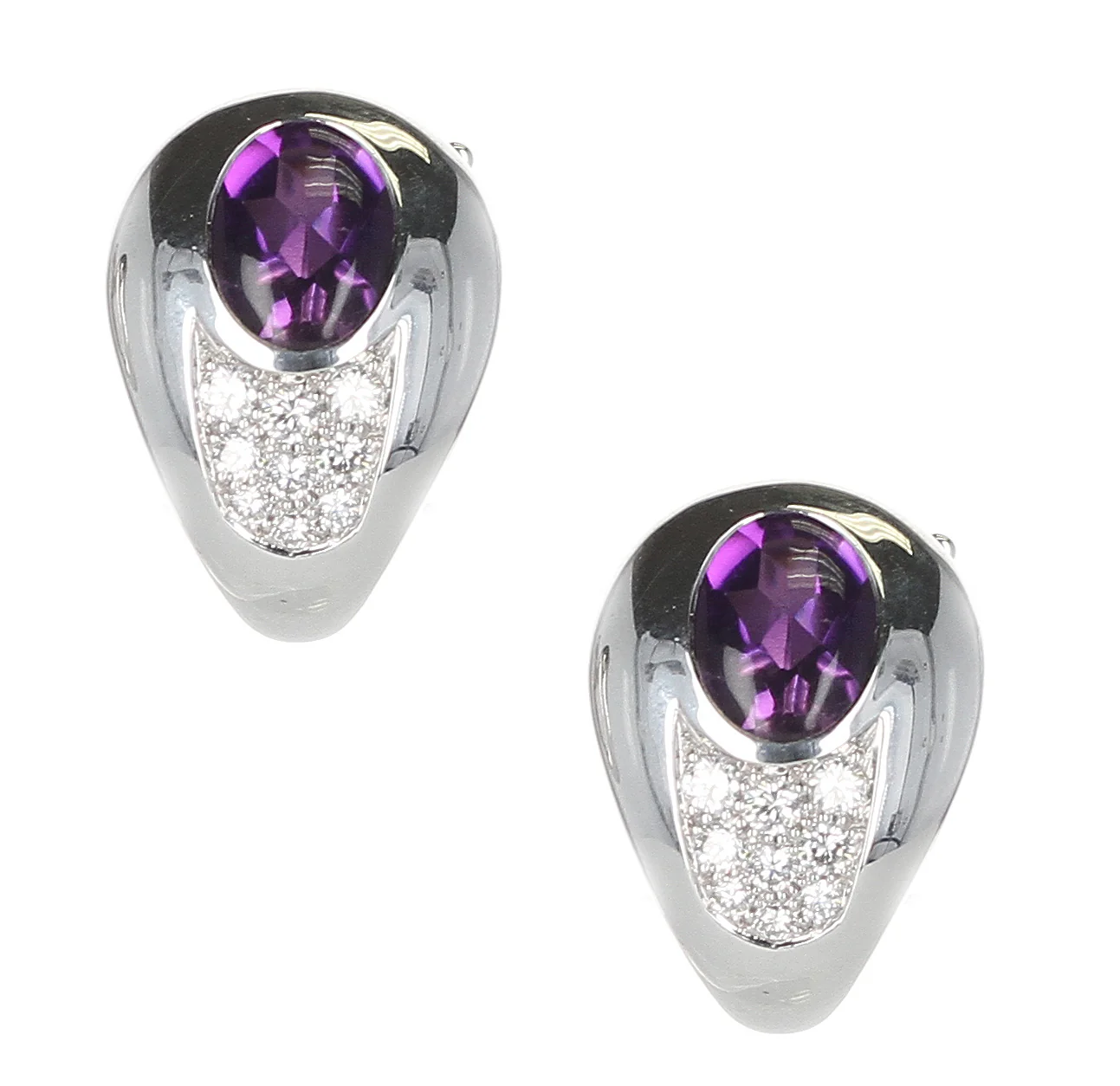 Mauboussin 2.20 ct. Amethyst and 0.42 ct. Diamond Earrings, 18K Gold