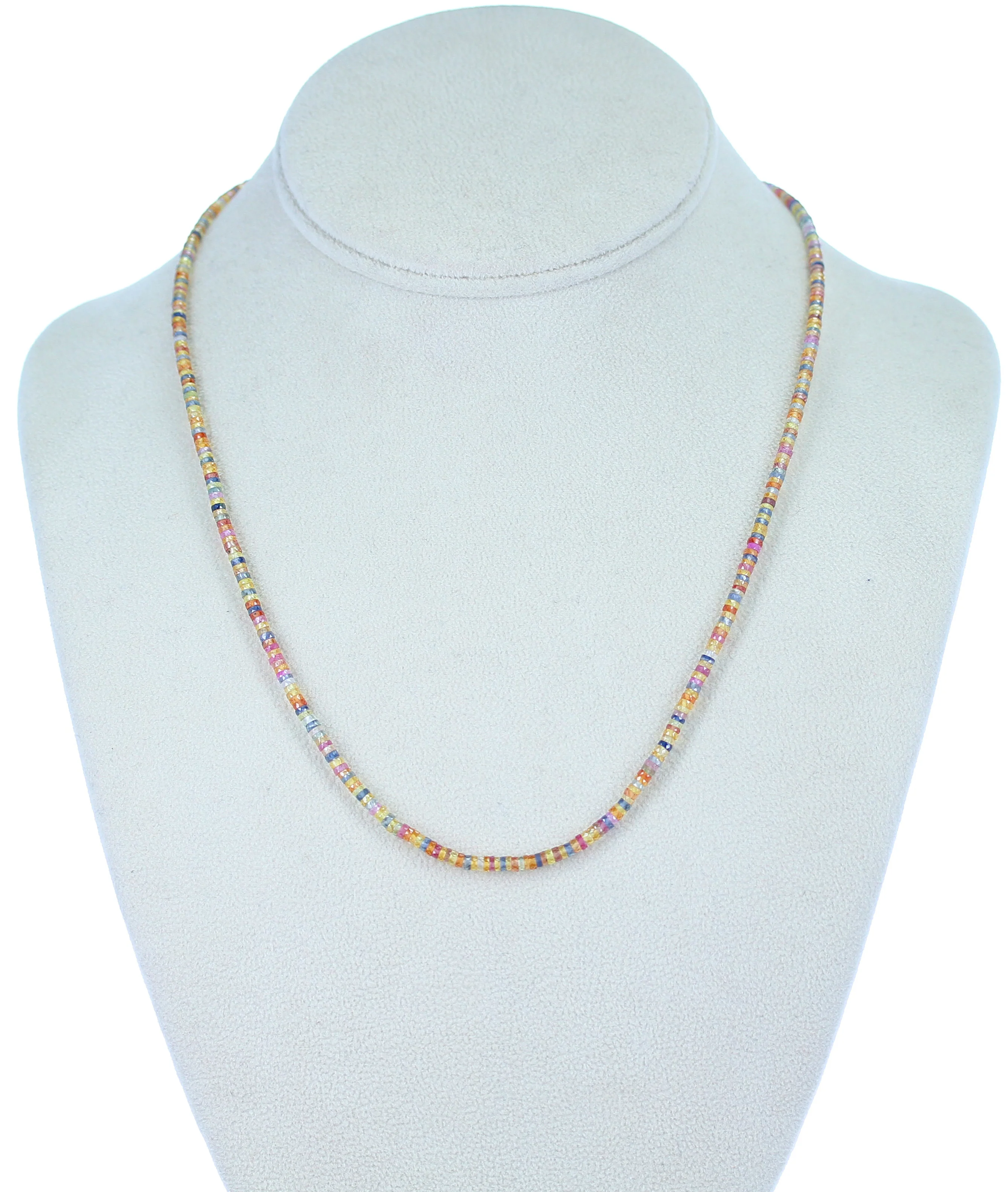 Genuine & Natural Multi-Sapphire Disc Shaped Beads Necklace