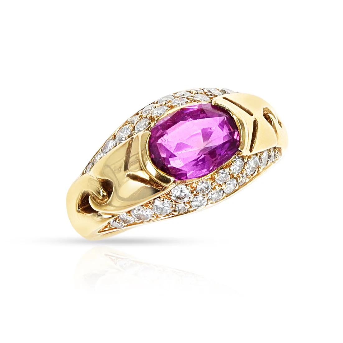 Bvlgari Italy Pink Sapphire and Diamond Ring, 18k