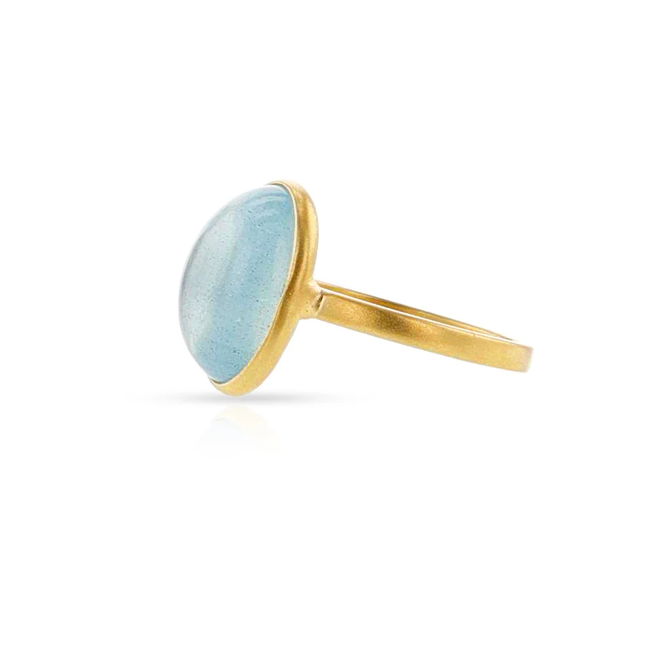 Aquamarine Matte Finish Statement Ring, 18K
